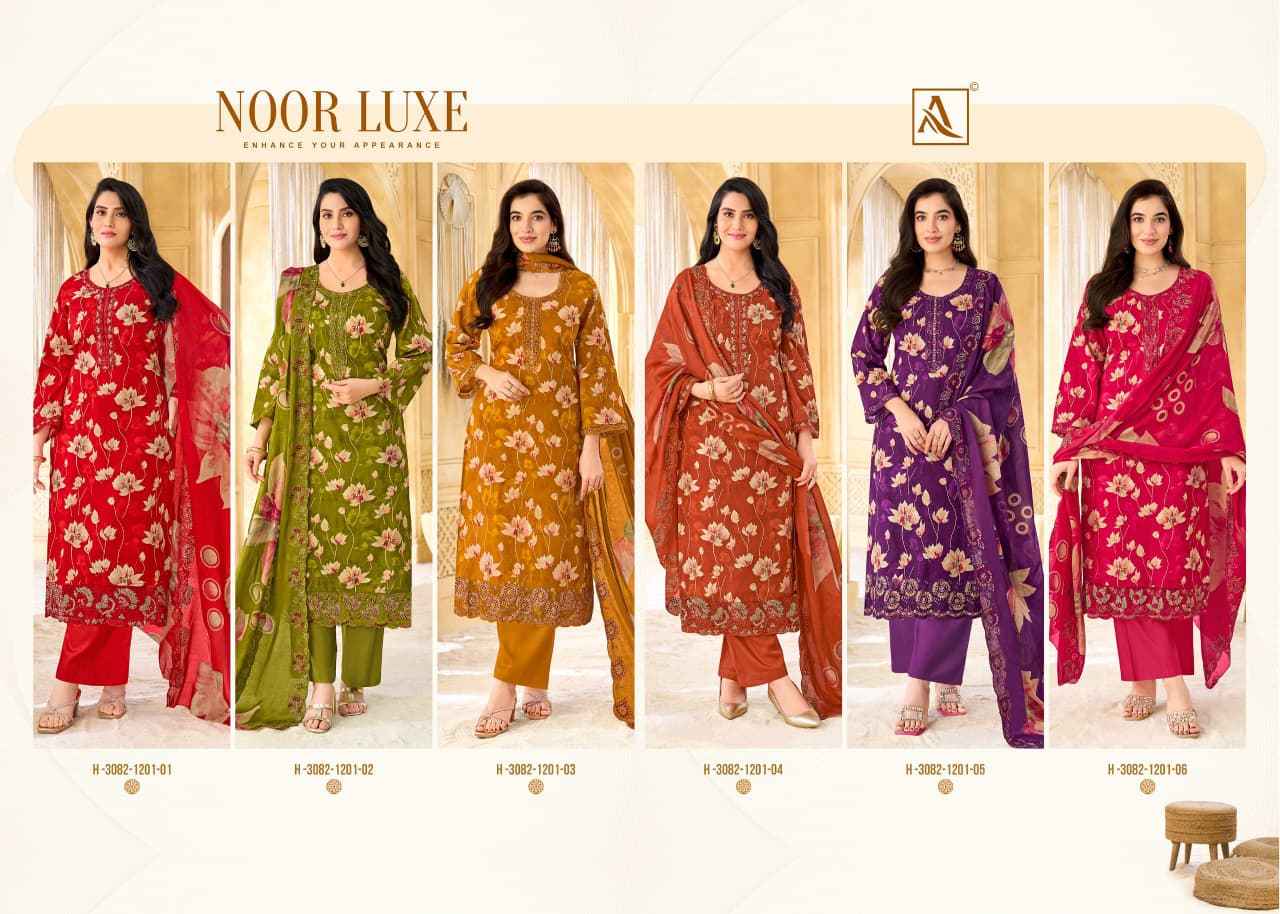 Alok Noor Luxe Cambric Cotton Dress Material 6 pcs Catalogue