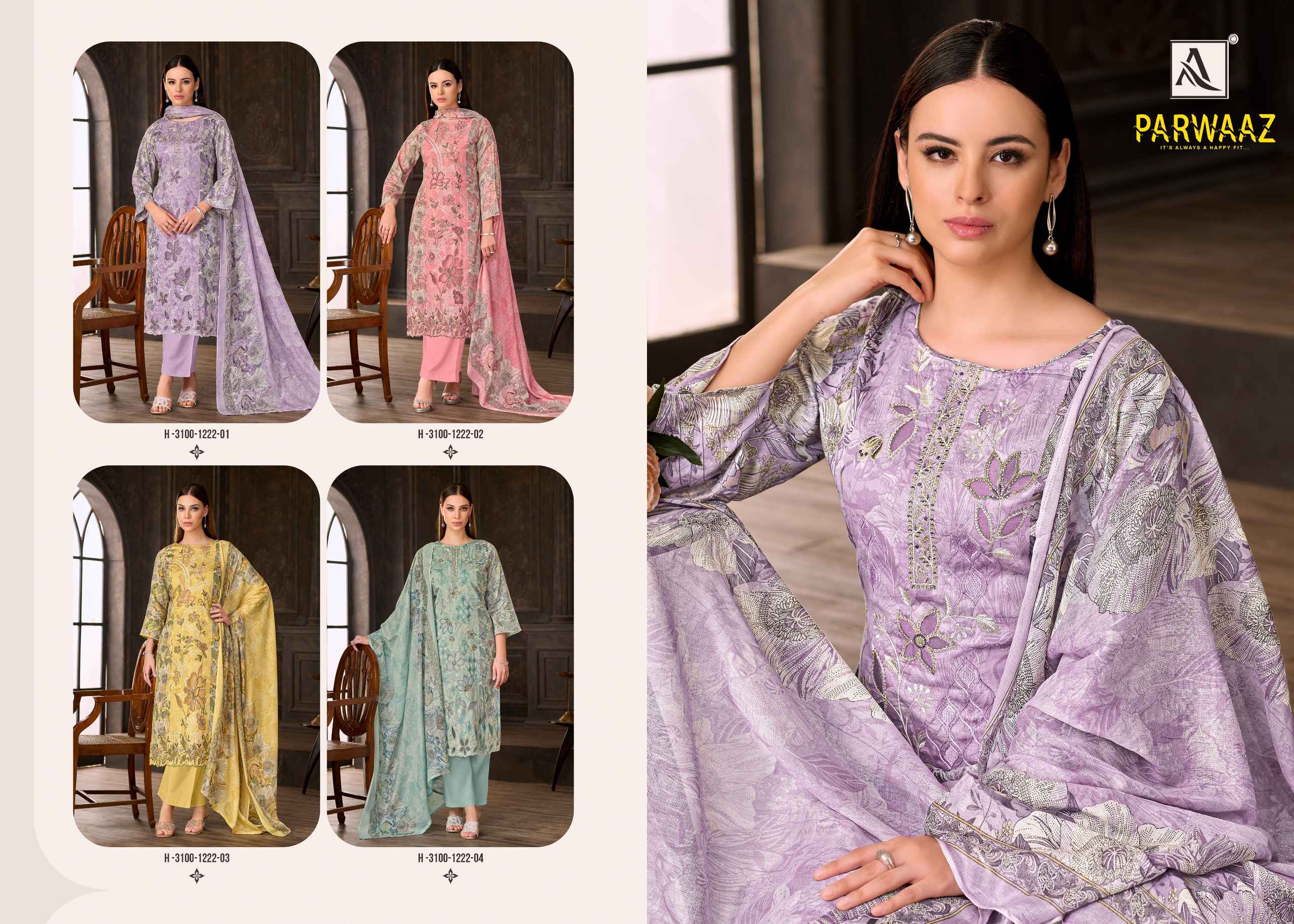Alok Parwaaz Zam Cotton Dress Material 4 pcs Catalogue