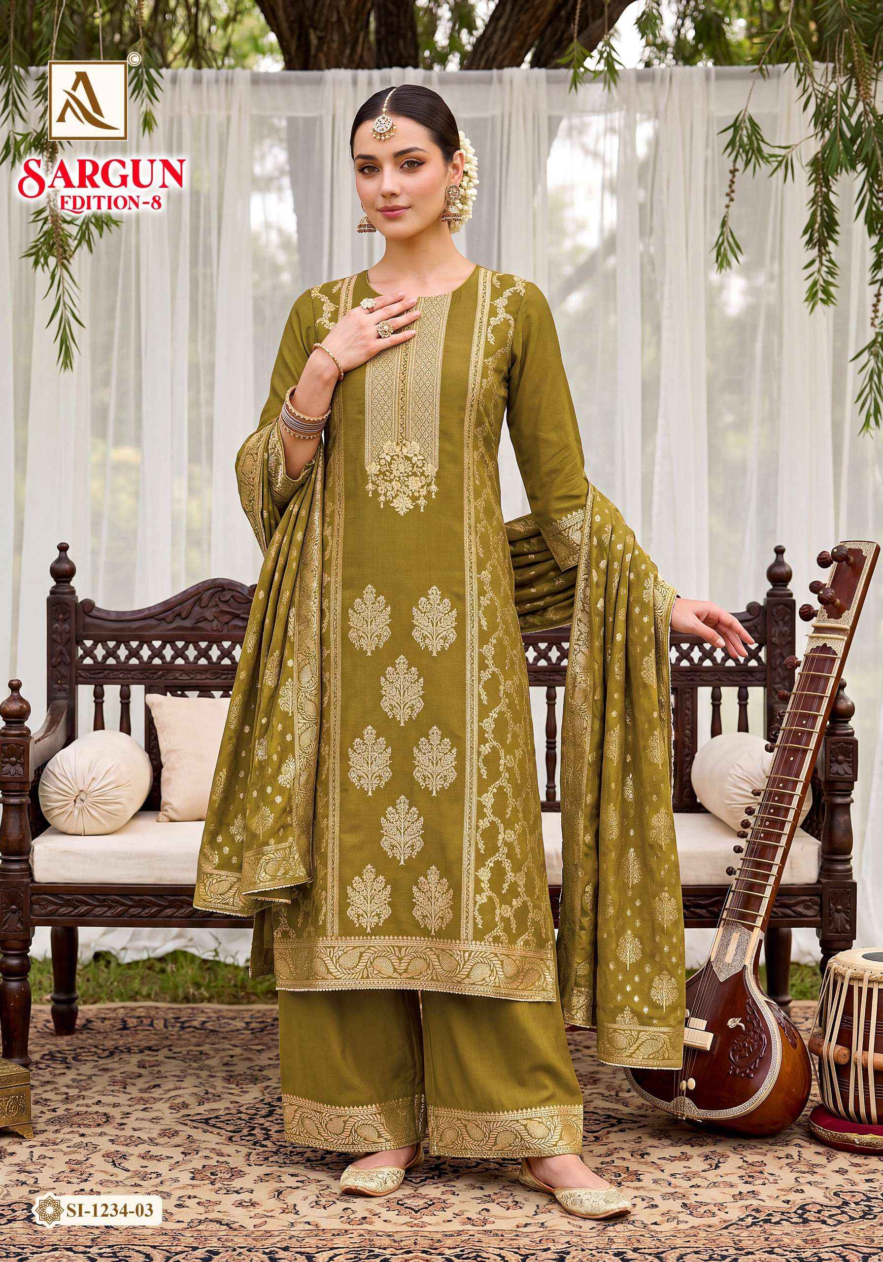 Alok Sargun Edition 8 Viscose Maslin Dress Material 6 pcs Catalogue