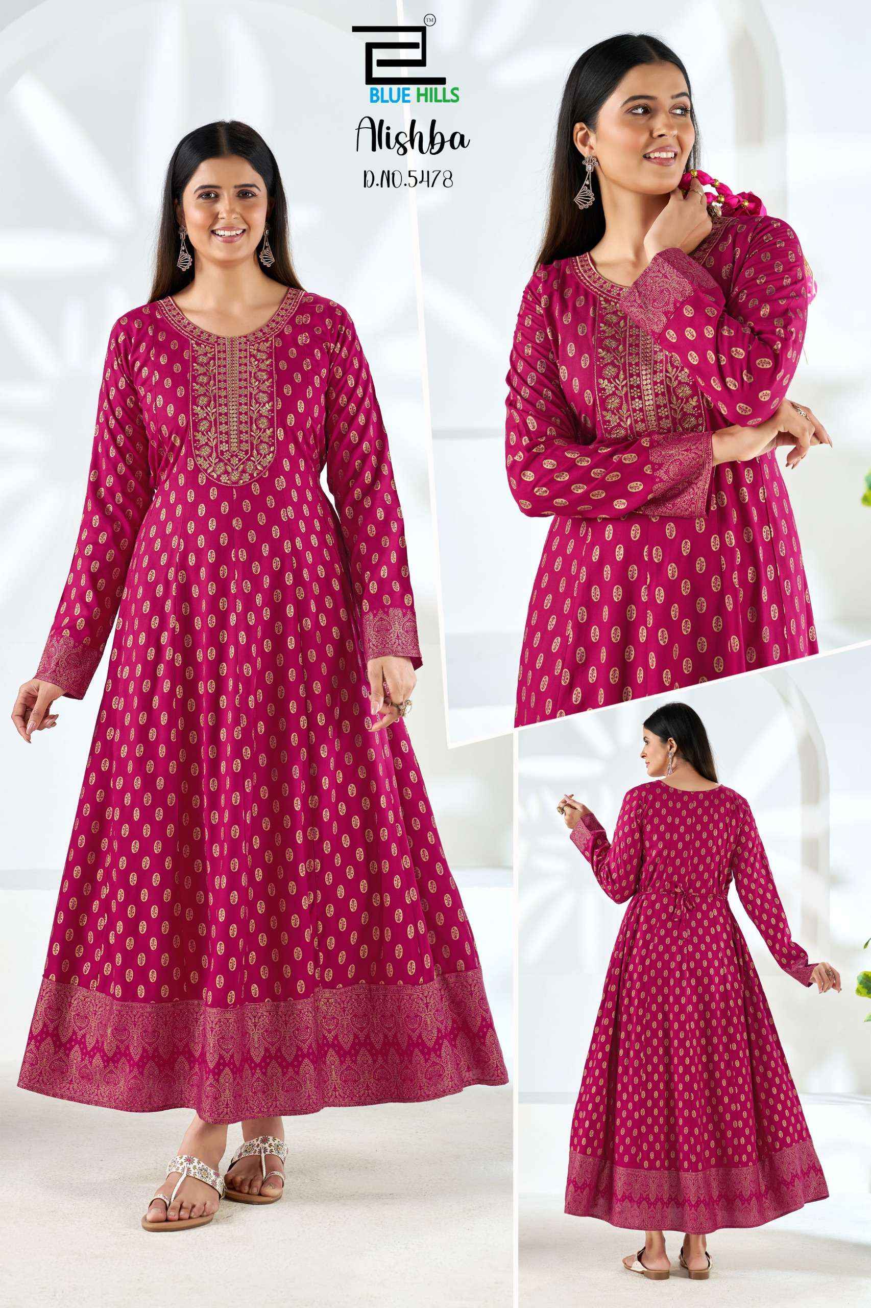 Blue Hills Alishba Rayon Gown 6 pcs Catalogue