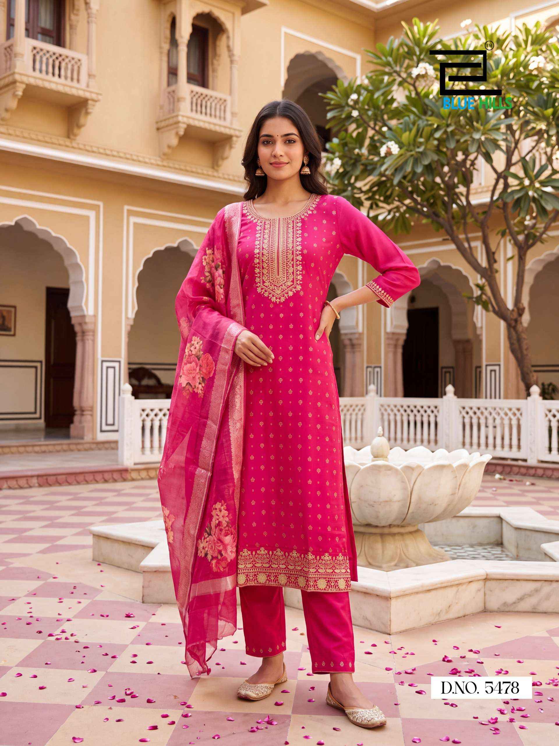 Blue Hills Cherry Chanderi Silk Kurti Combo 4 pcs Catalogue