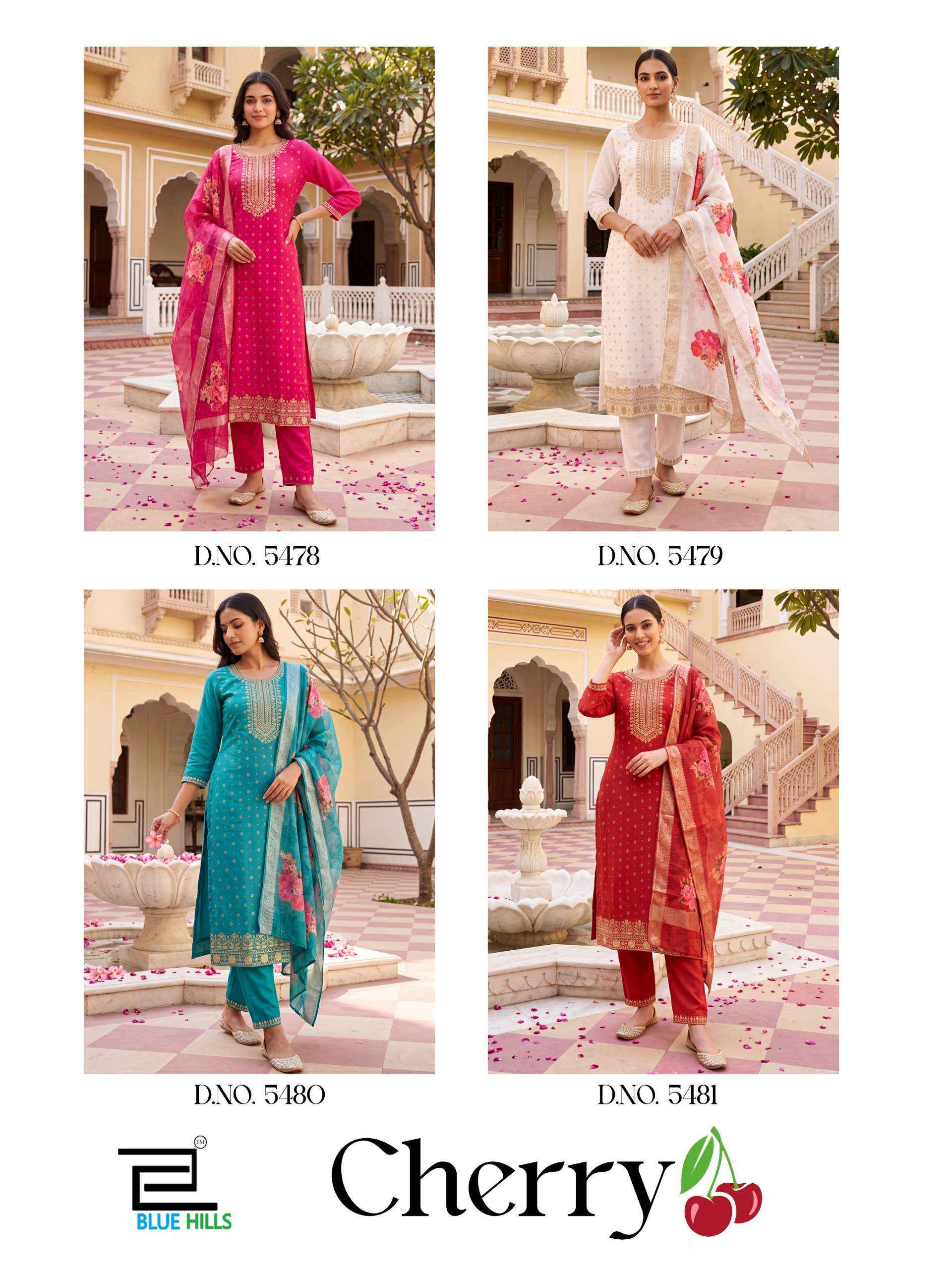 Blue Hills Cherry Chanderi Silk Kurti Combo 4 pcs Catalogue