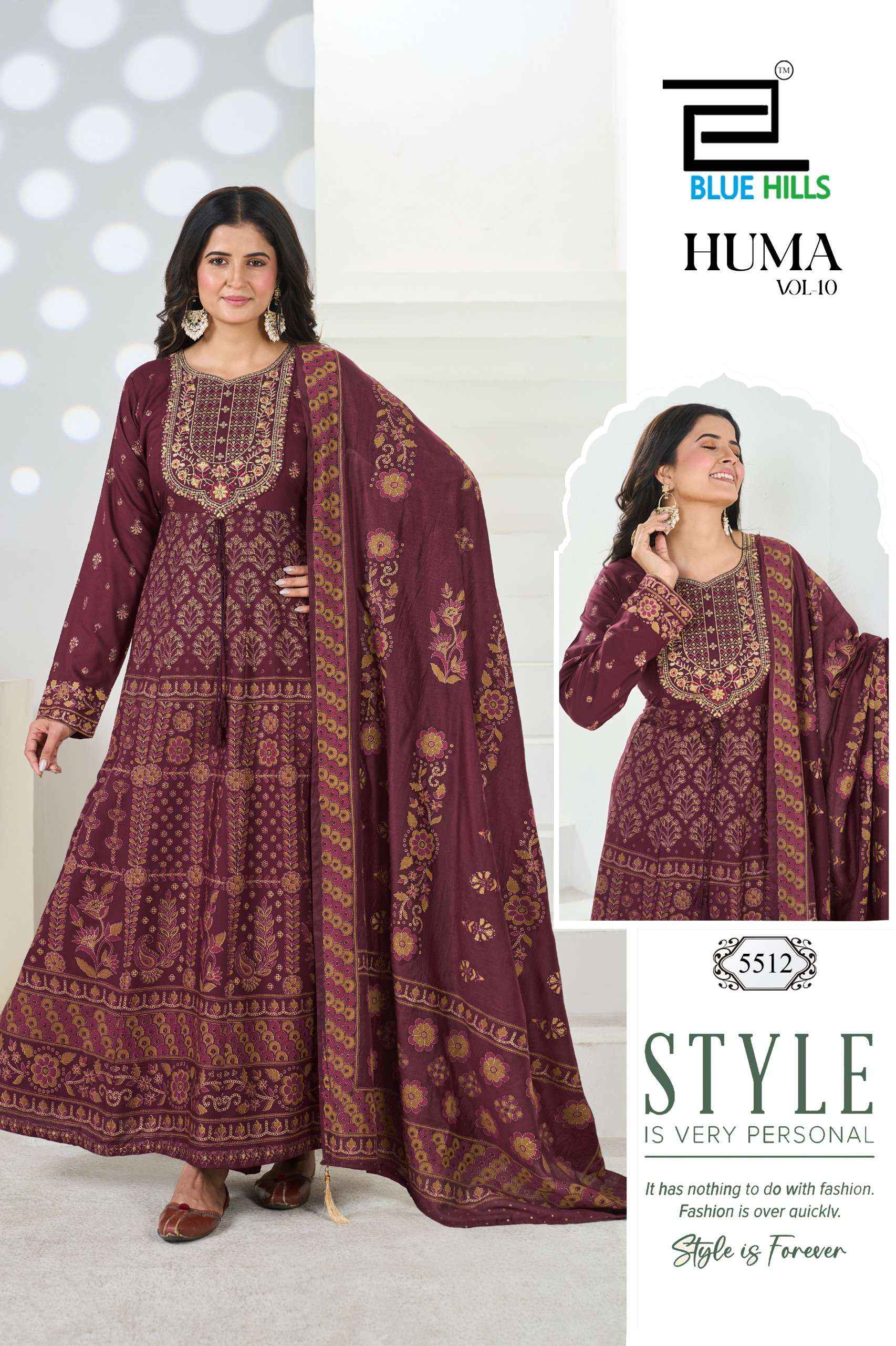 Blue Hills Huma Vol 10 Anarkali Rayon Gown Combo 6 pcs Catalogue