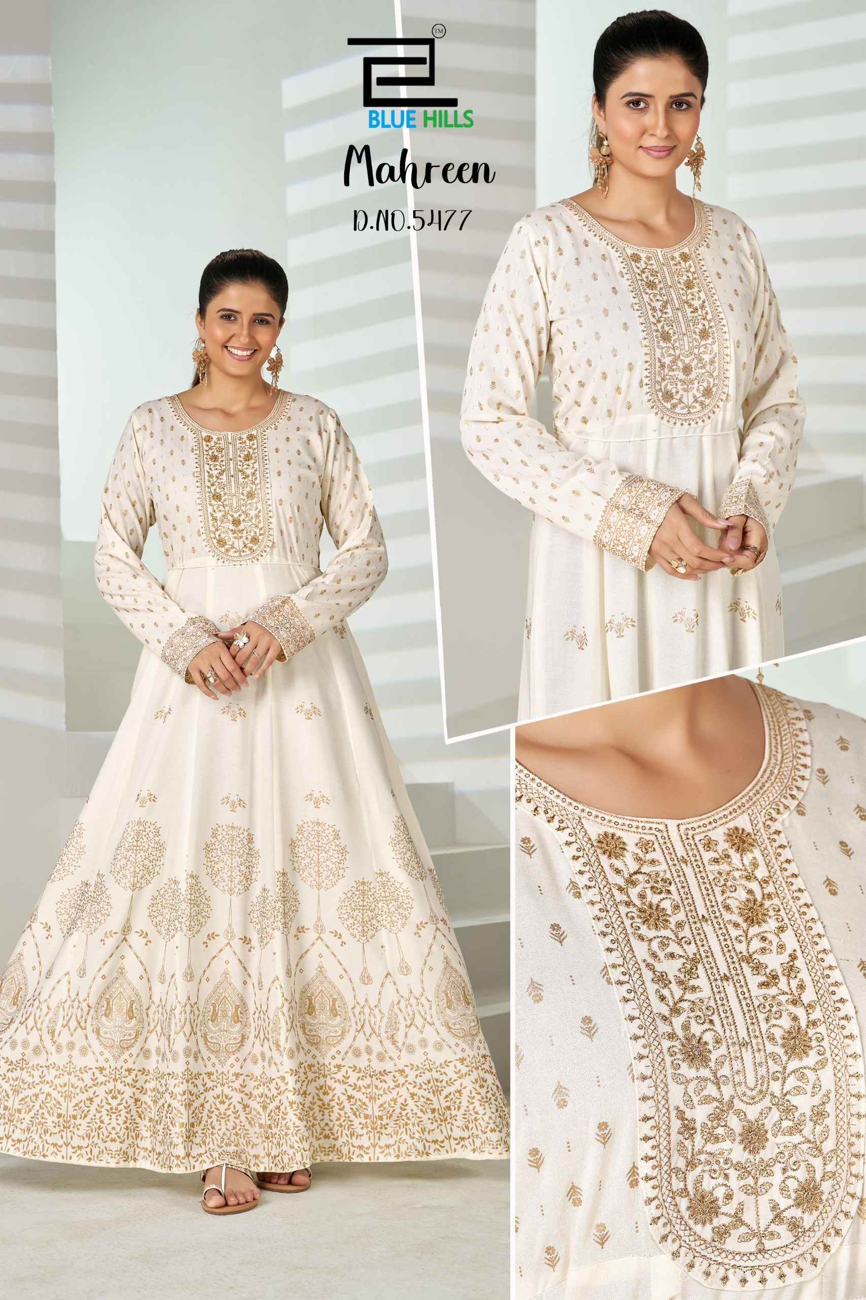Blue Hills Mahreen Rayon Anarkali Gown 6 pcs Catalogue