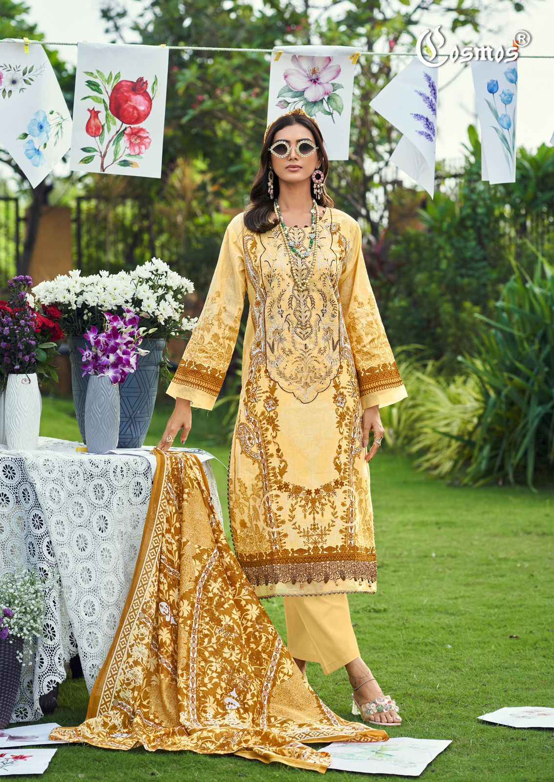 Cosmos Jazmin Vol 4 Lawn Cotton Dress Material 6 pcs Catalogue