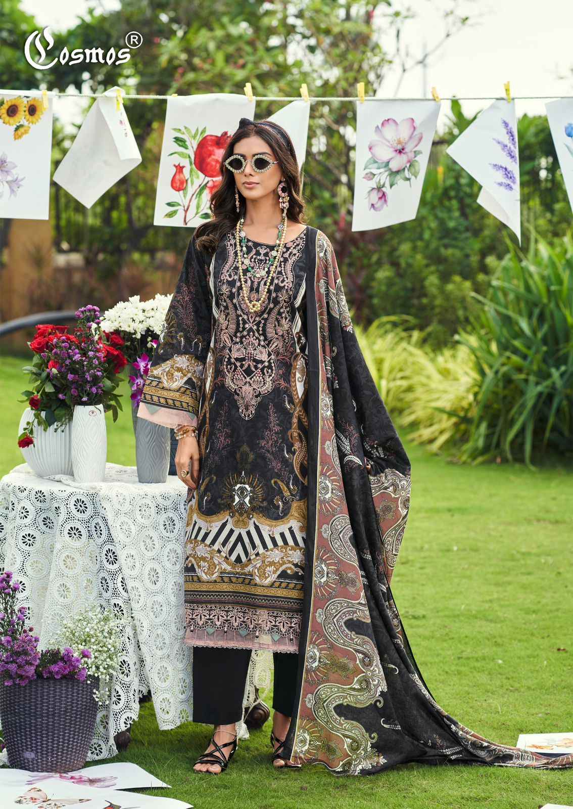 Cosmos Jazmin Vol 4 Lawn Cotton Dress Material 6 pcs Catalogue