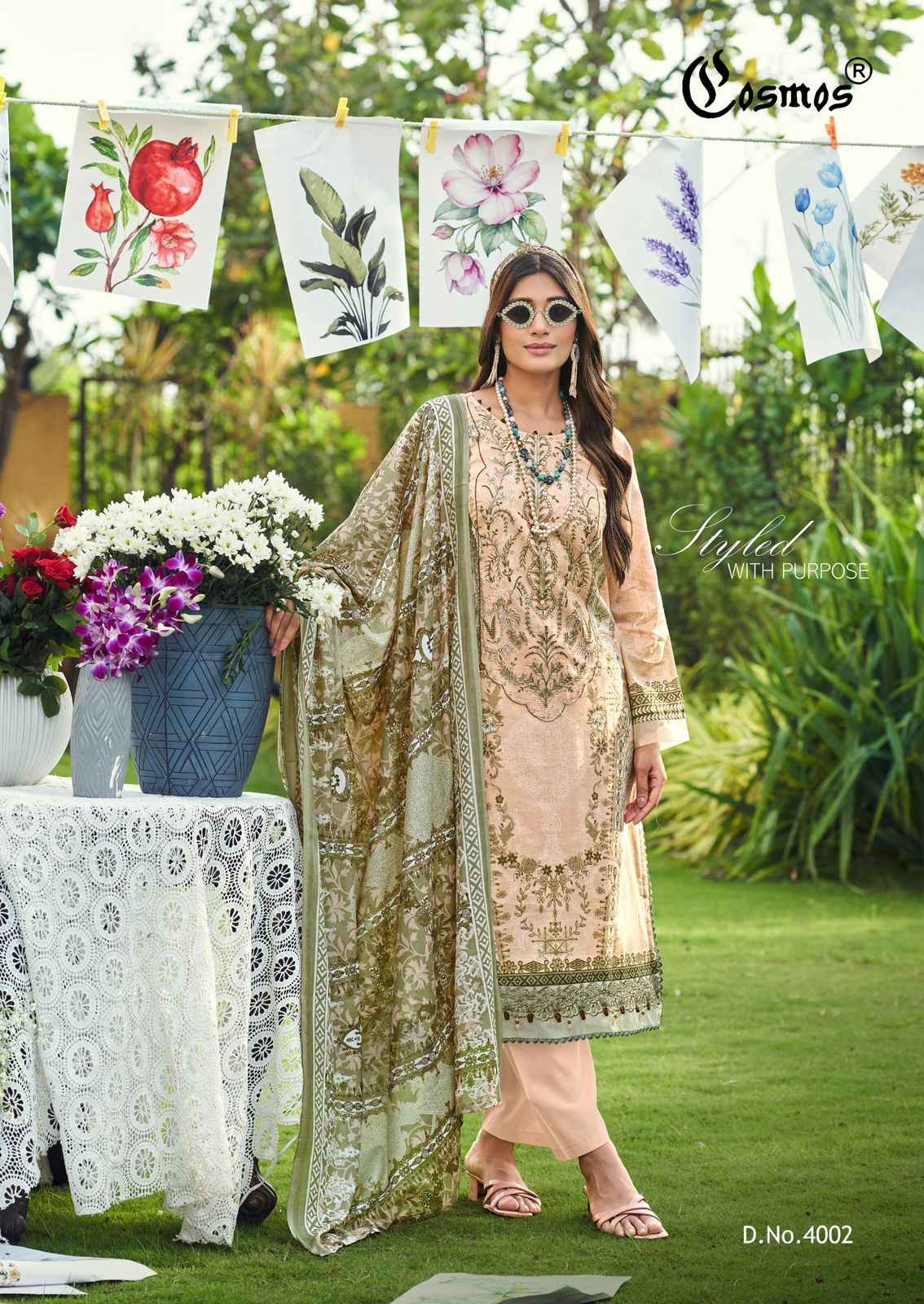 Cosmos Jazmin Vol 4 Lawn Cotton Dress Material 6 pcs Catalogue
