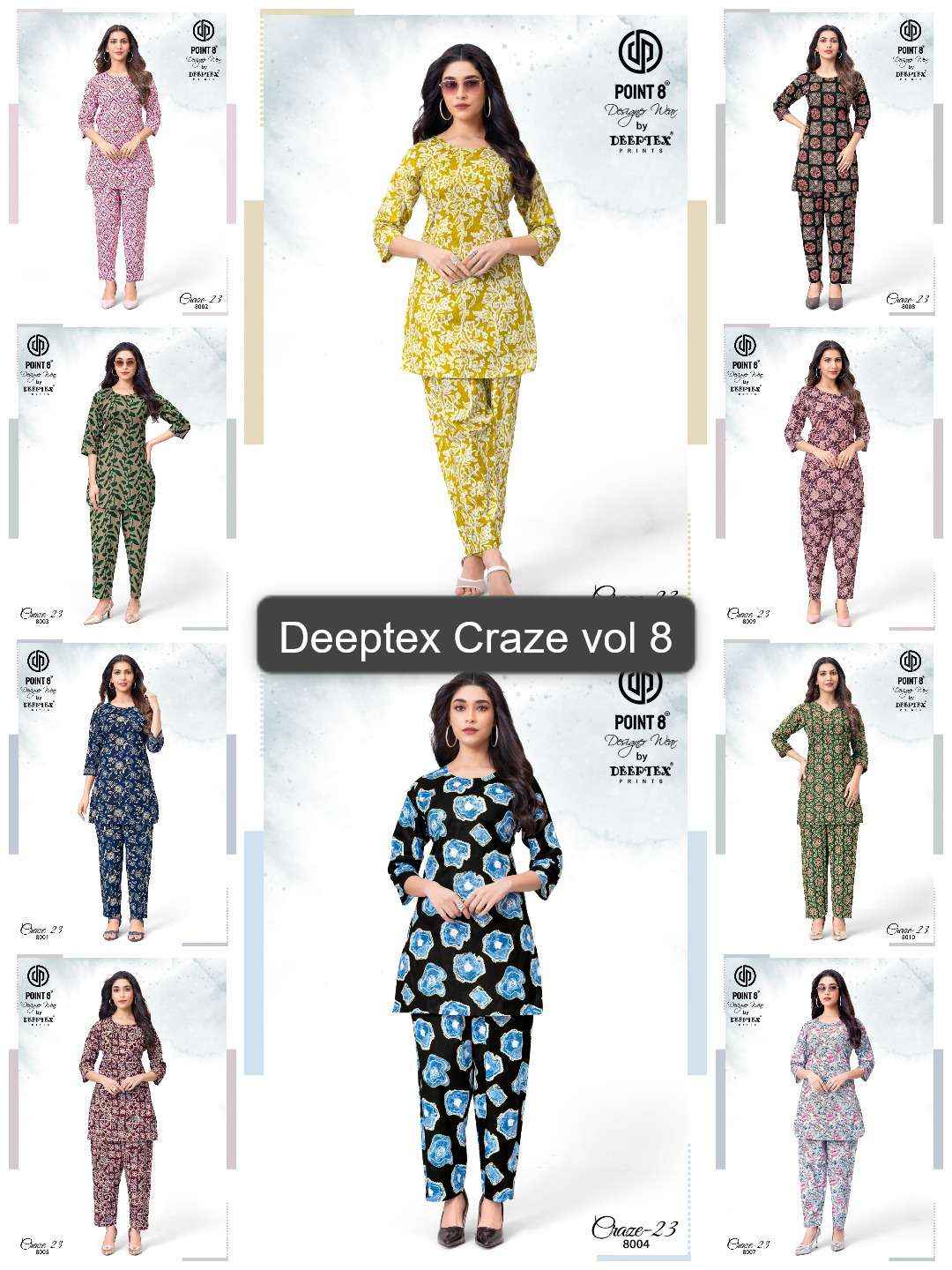 Deeptex Craze Vol 23 Vol 8 Cotton Co Ord Set 10 pcs Catalogue