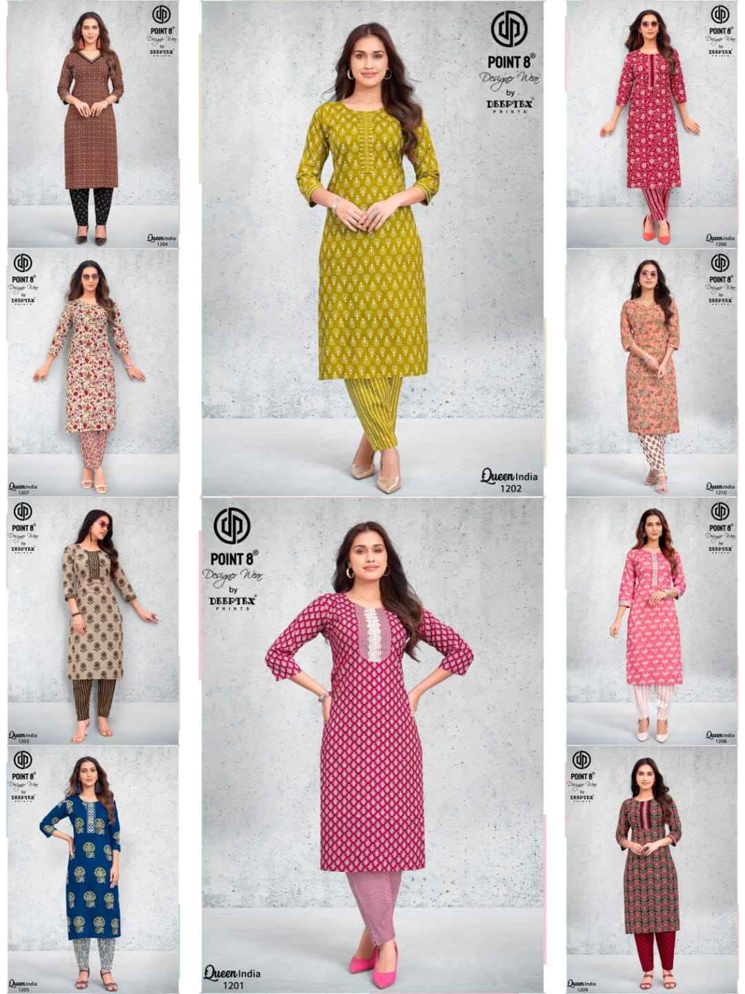 Deeptex Queen India Vol 12 Cotton Kurti With Pant 10 pcs Catalogue