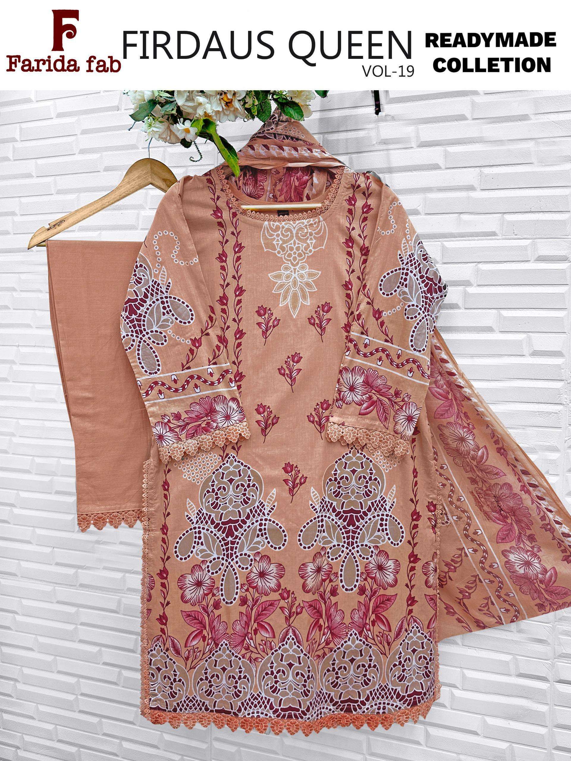 Farida Fab Firdous Queen Vol 19 Readymade Lawn Cotton Dress 6 pcs Catalogue