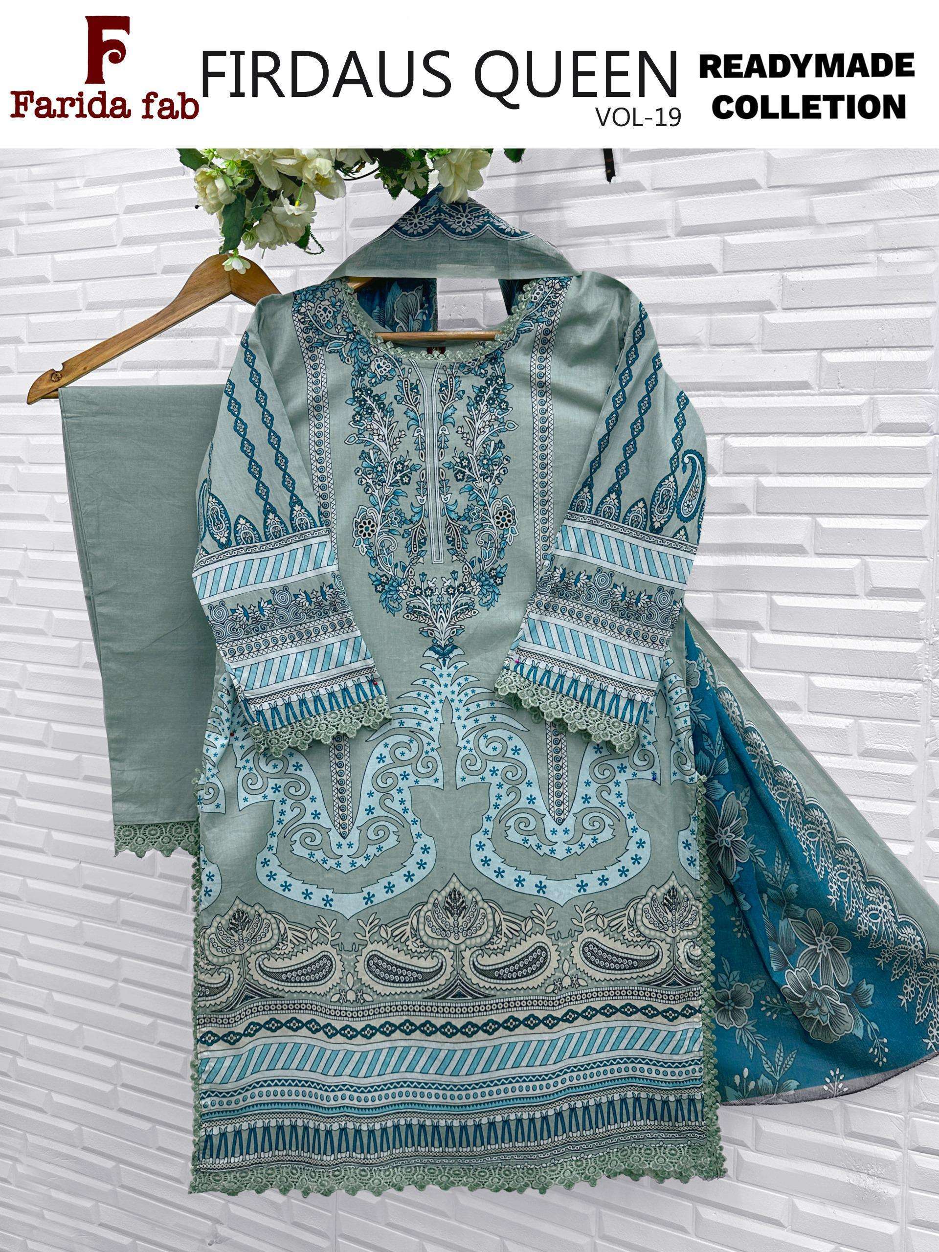 Farida Fab Firdous Queen Vol 19 Readymade Lawn Cotton Dress 6 pcs Catalogue