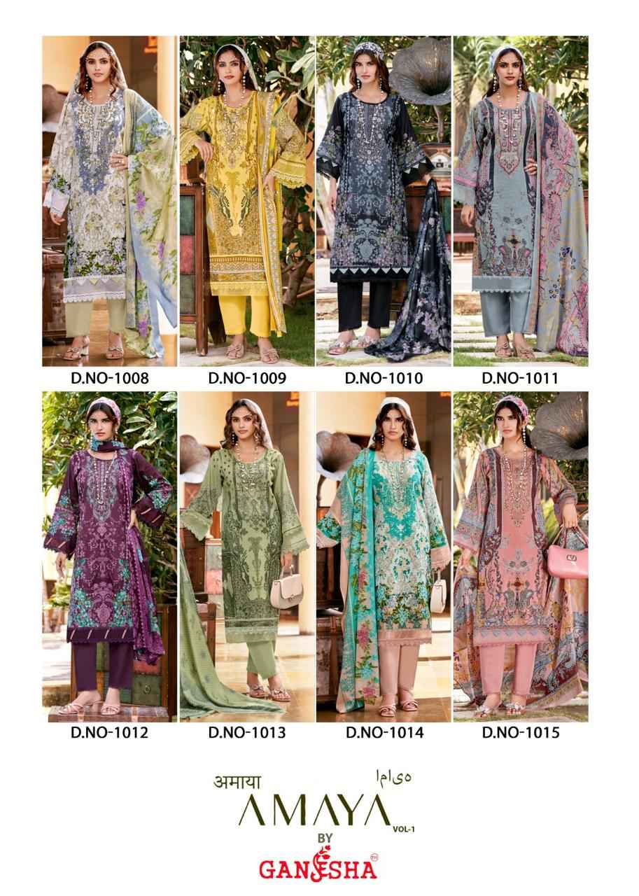 Ganesha Amaya Vol 1 Cotton Dress Material 8 pcs Catalogue