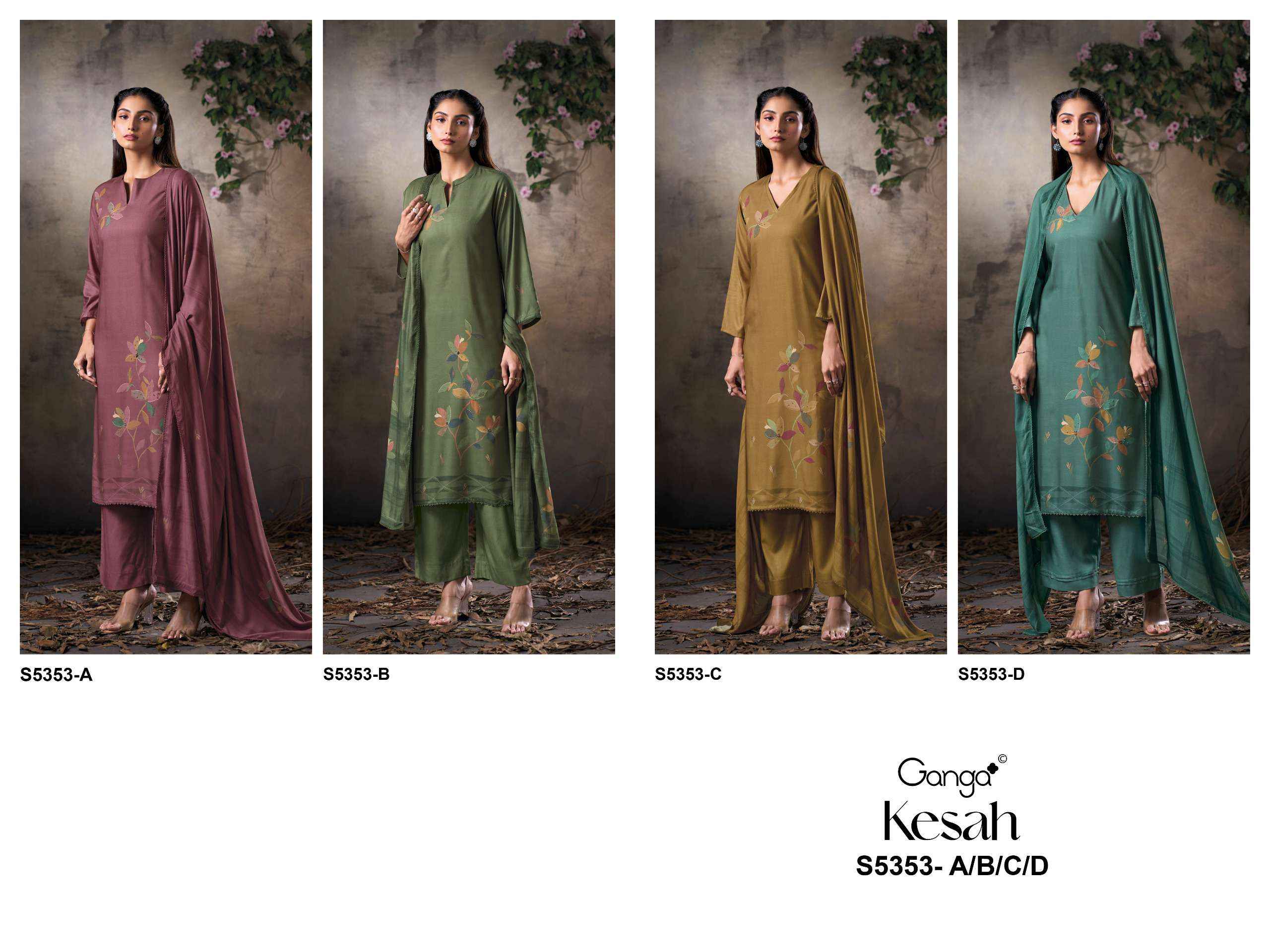 Ganga Kesah 5353 Pashmina Dress Material 4 pcs Catalogue