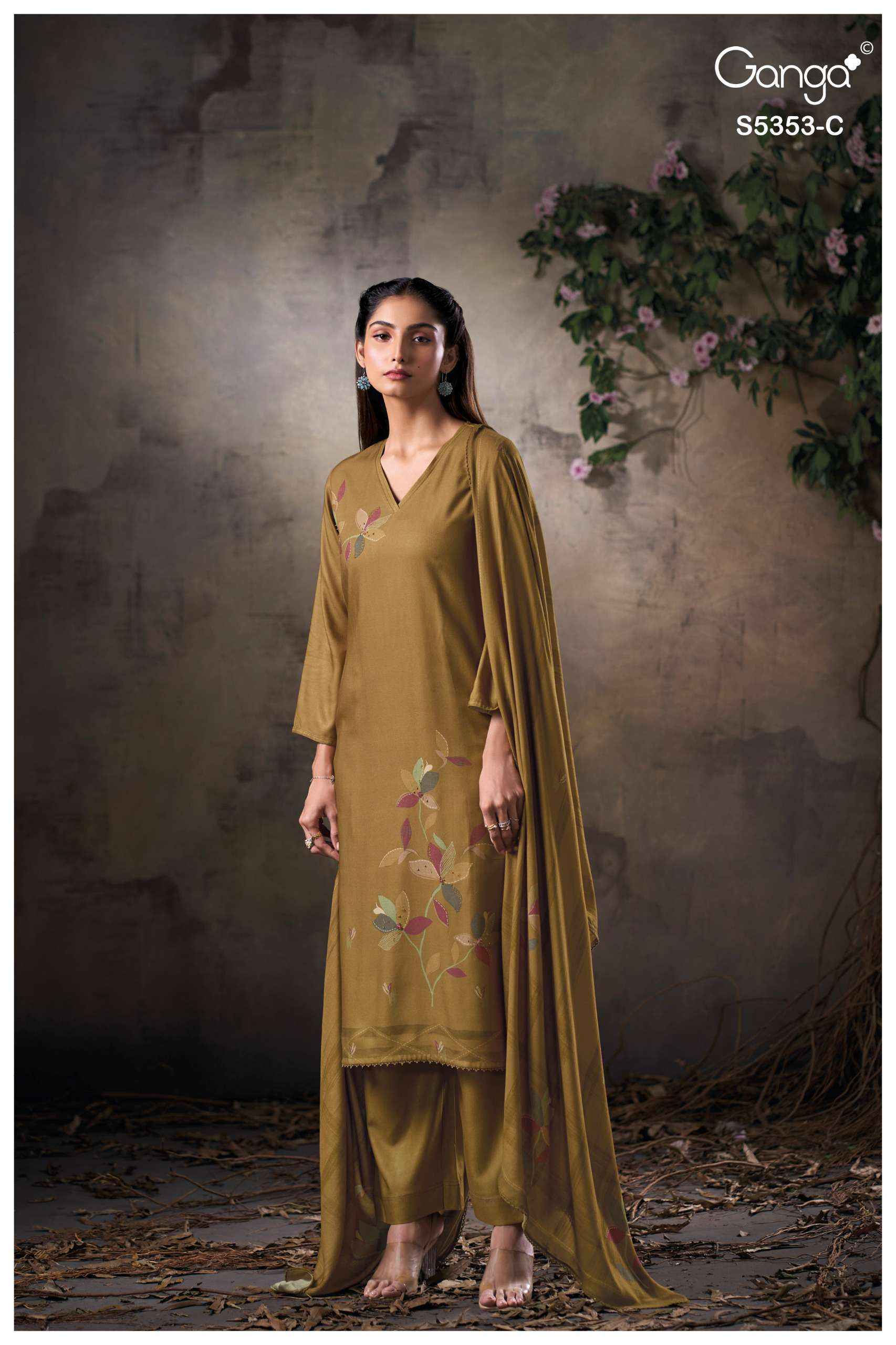 Ganga Kesah 5353 Pashmina Dress Material 4 pcs Catalogue