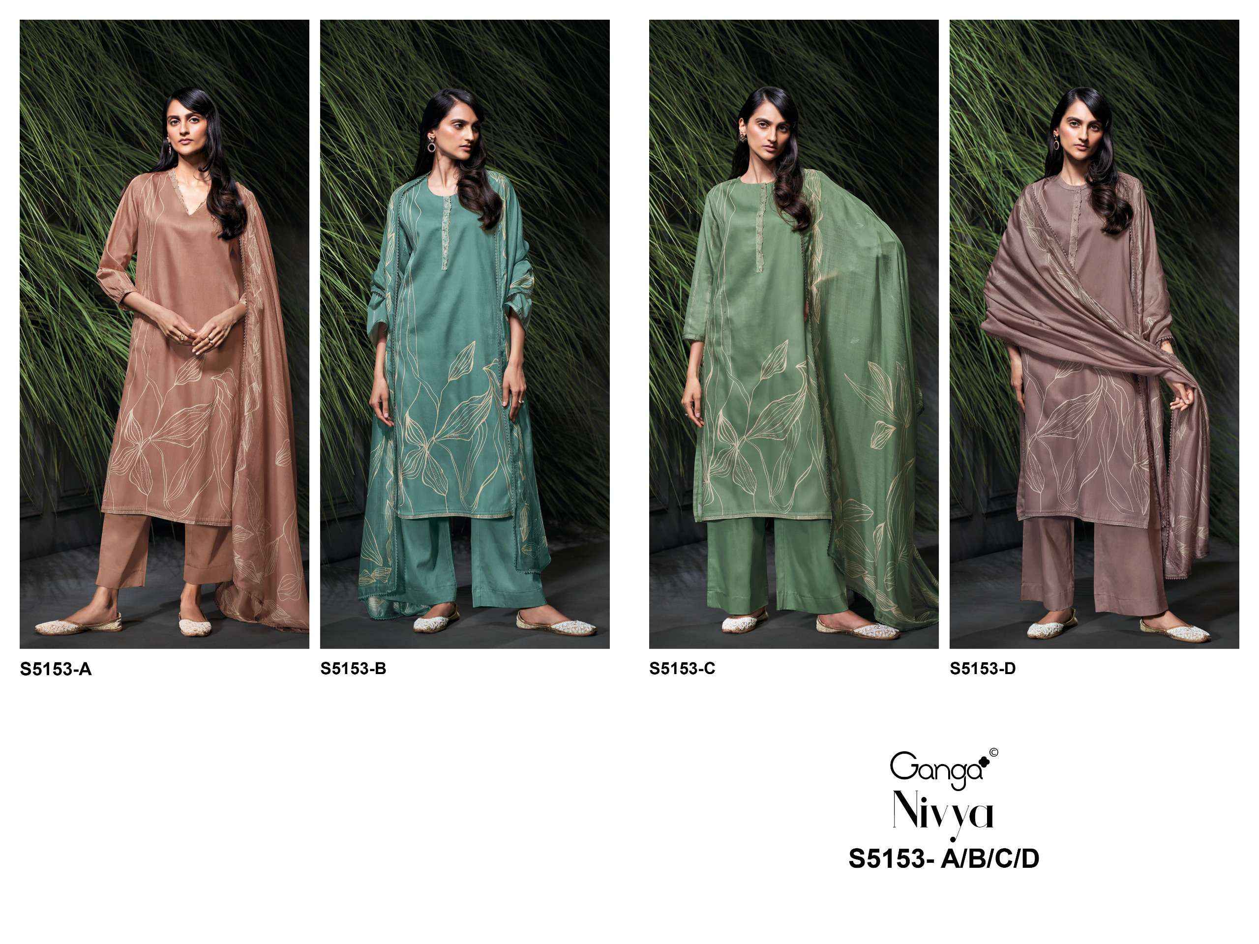Ganga Nivya 5153 Satin Cotton Dress Material 4 pcs Catalogue