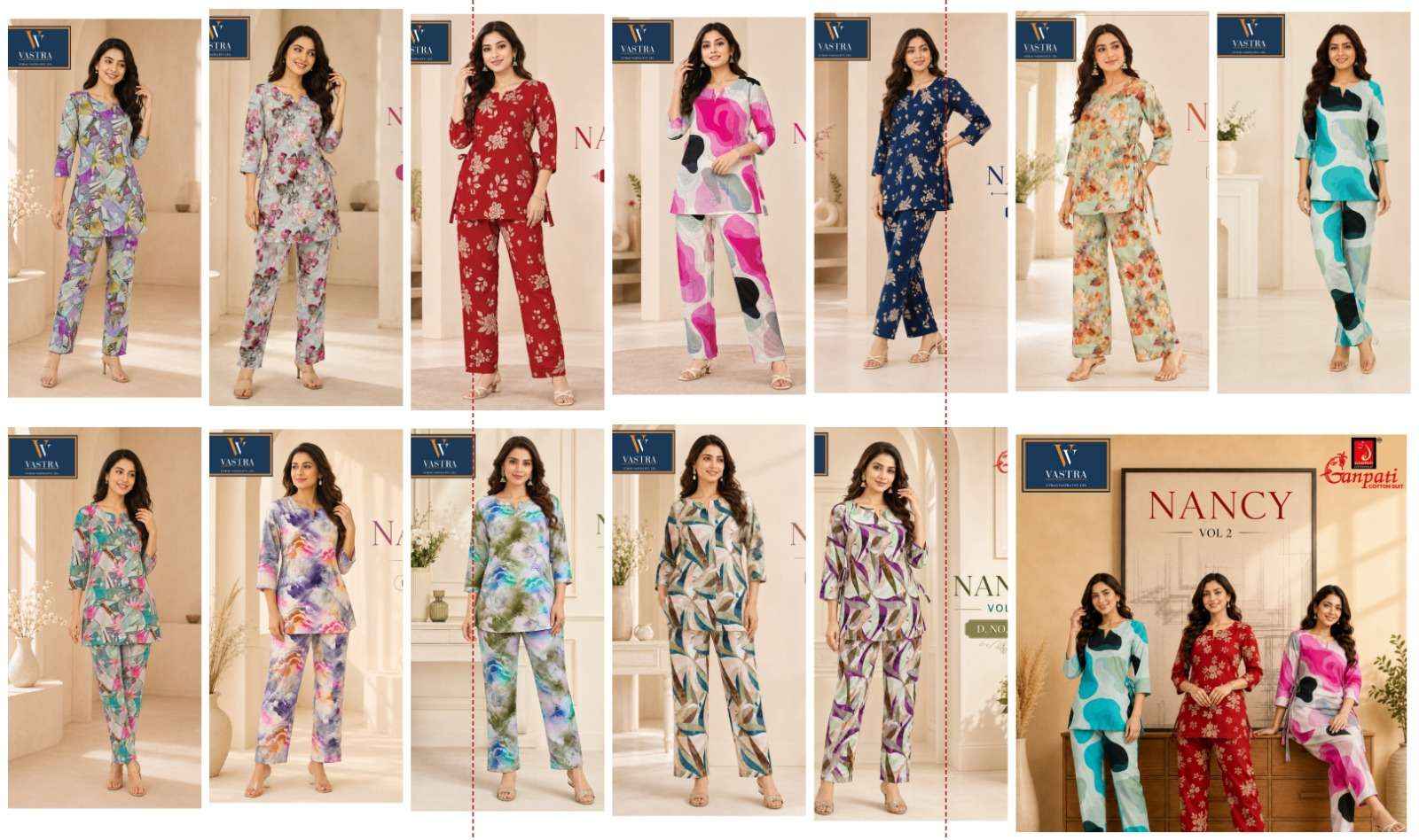 Ganpati Nancy Vol 2 Rayon Co Ord Set 12 pcs Catalogue