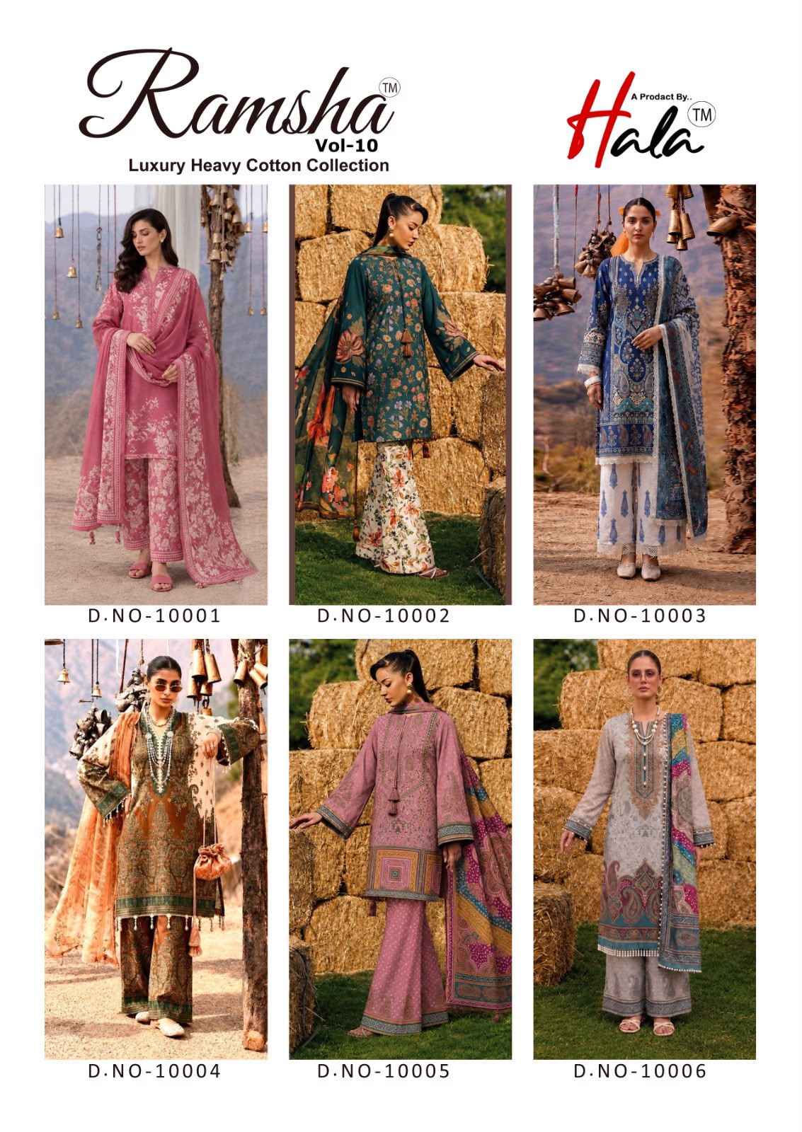 Hala Ramsha Vol 10 Cotton Dress Material 6 pcs Catalogue