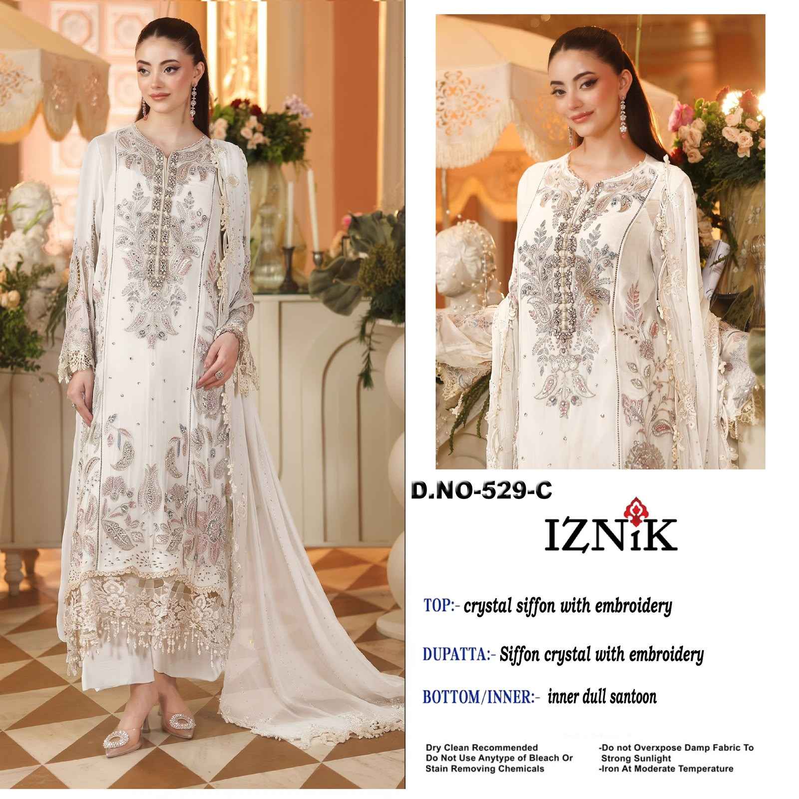 Iznik Fab D No 529 Siffon Dress Material 4 pcs Catalogue