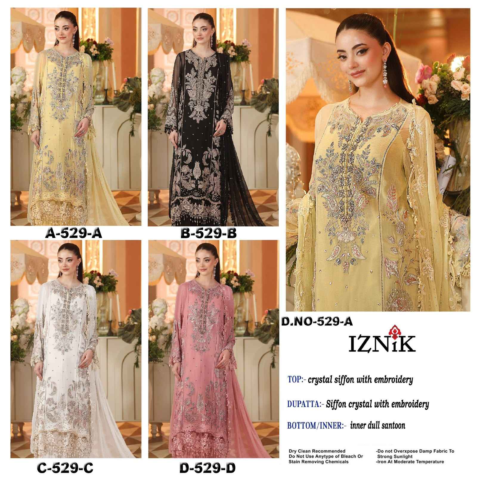 Iznik Fab D No 529 Siffon Dress Material 4 pcs Catalogue