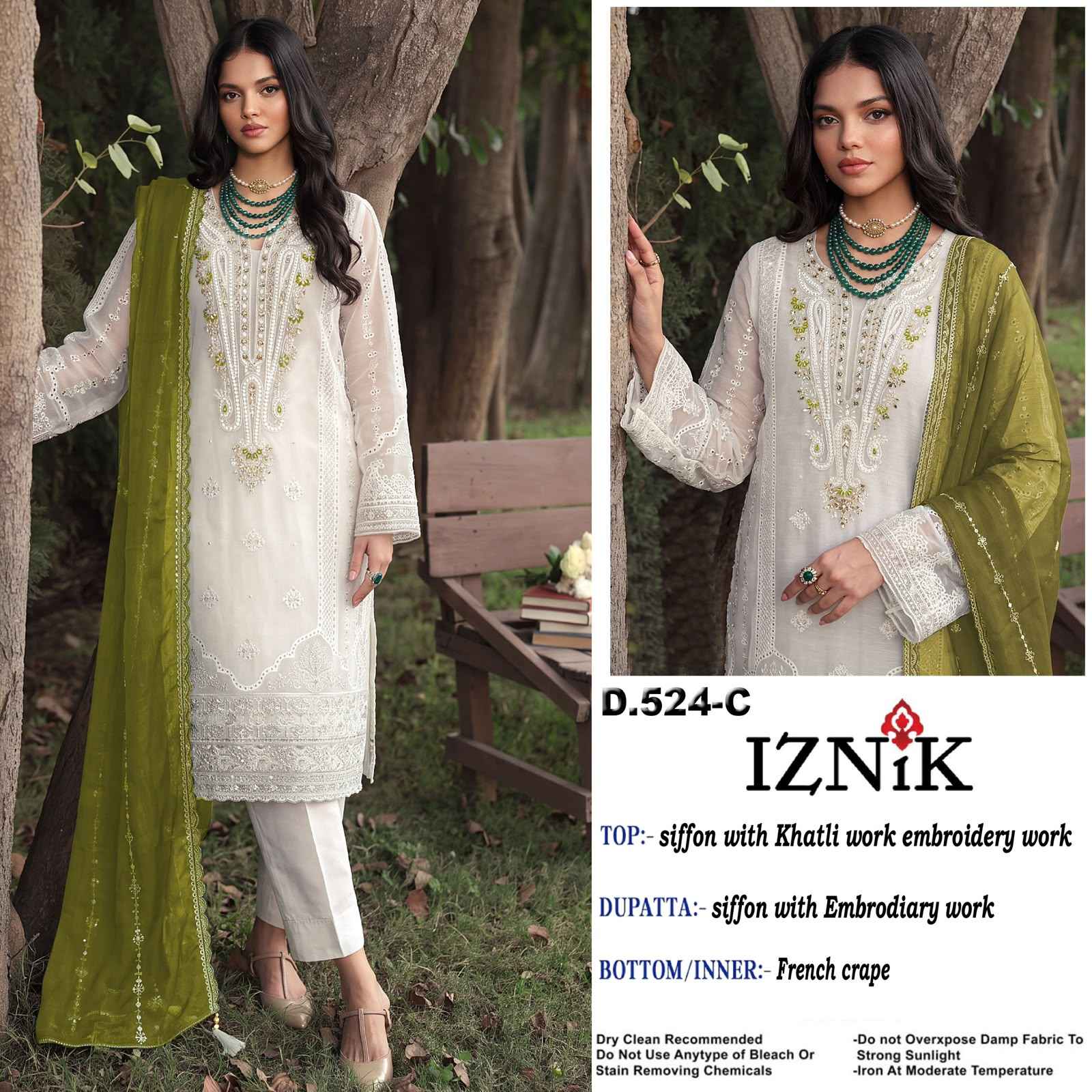 Iznik Fab D No A 524 Siffon Dress Material 4 pcs Catalogue