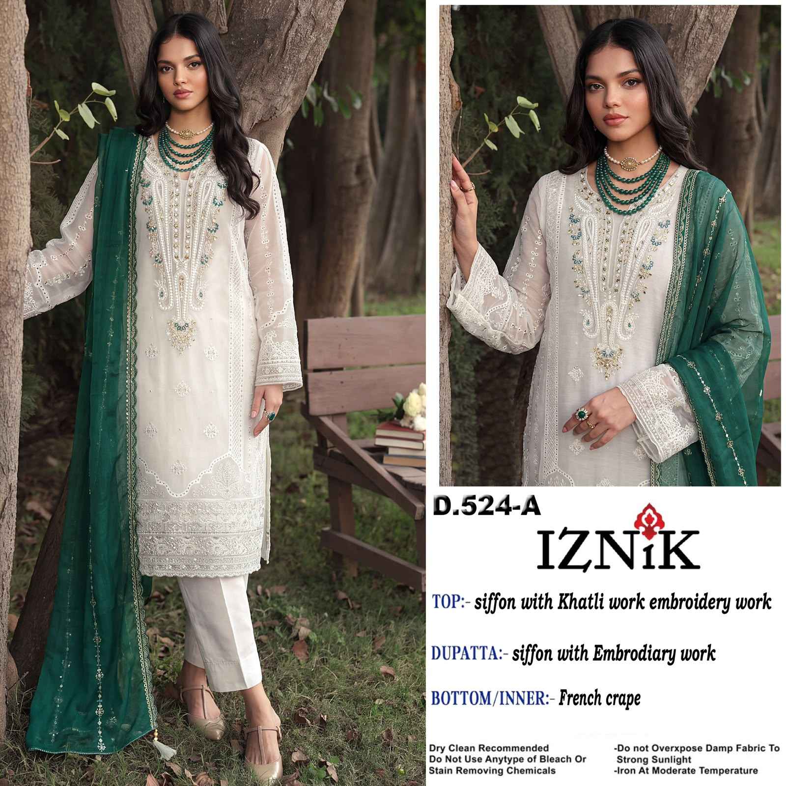 Iznik Fab D No A 524 Siffon Dress Material 4 pcs Catalogue