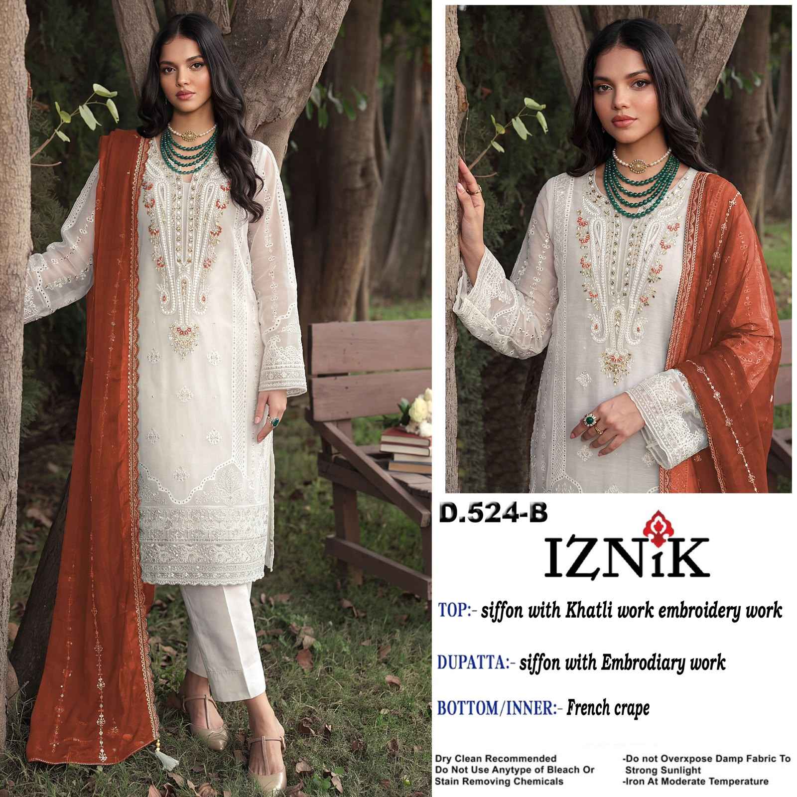 Iznik Fab D No A 524 Siffon Dress Material 4 pcs Catalogue