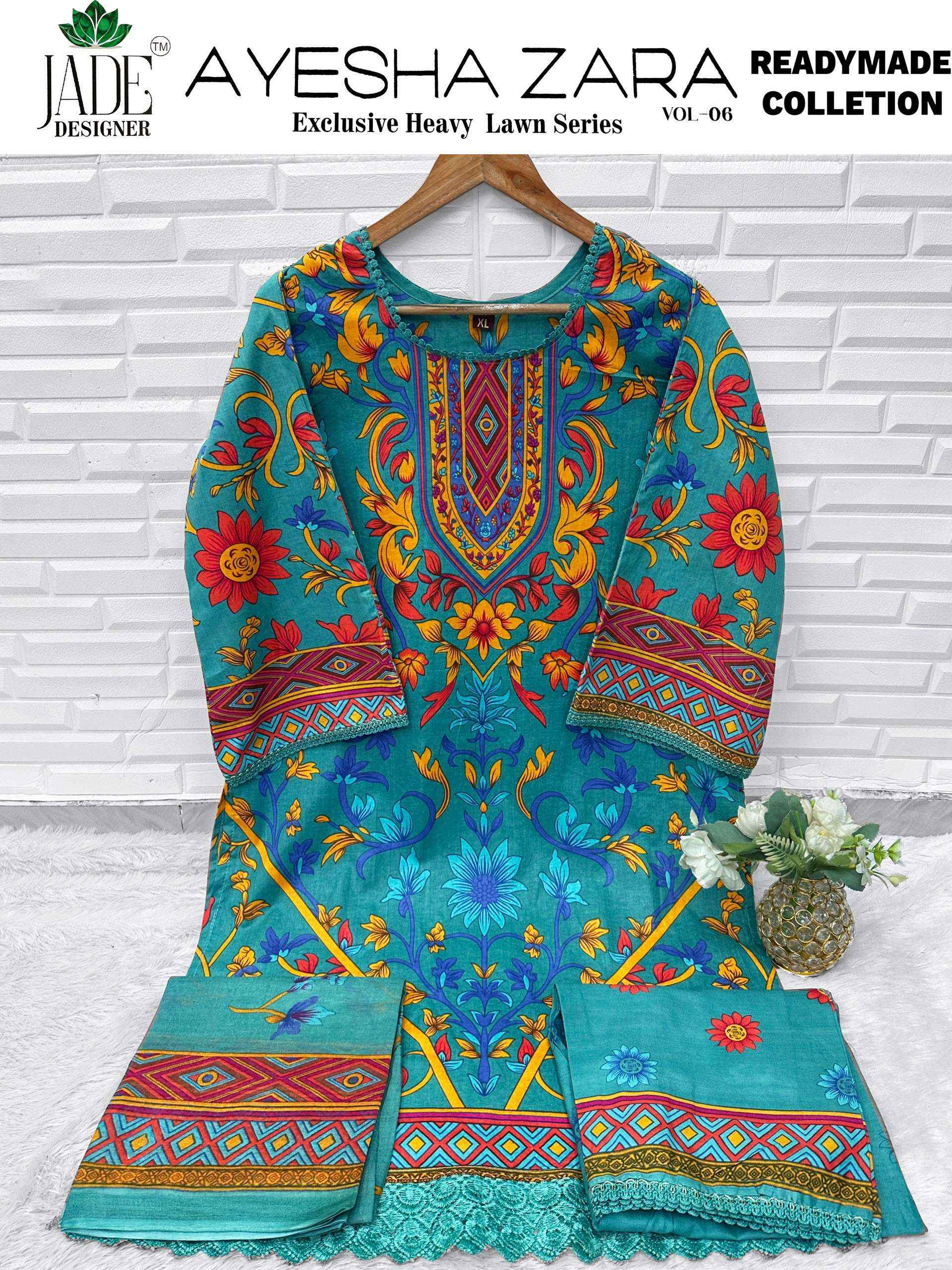 Jade Ayesha Zara Vol 6 Readymade Lawn Cotton Dress Material 6 pcs Catalogue