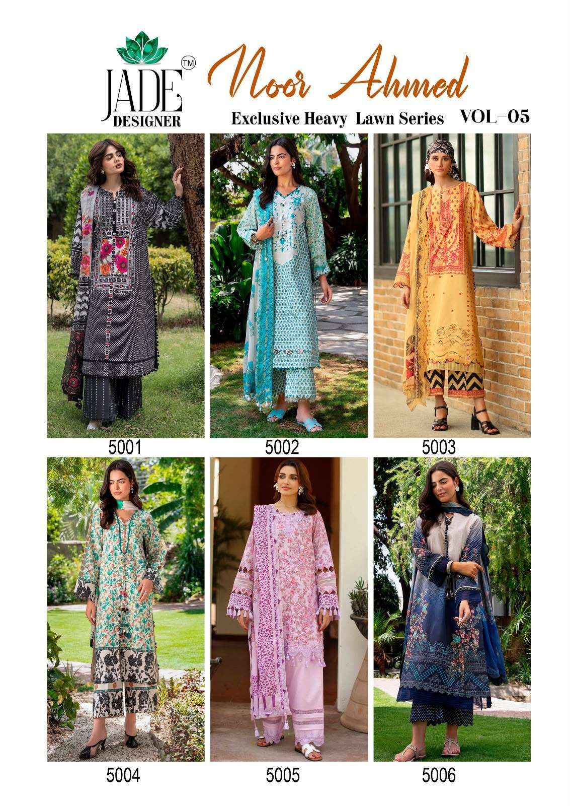 Jade Noor Ahmed Vol 5 Lawn Cotton Dress Material 6 pcs Catalogue