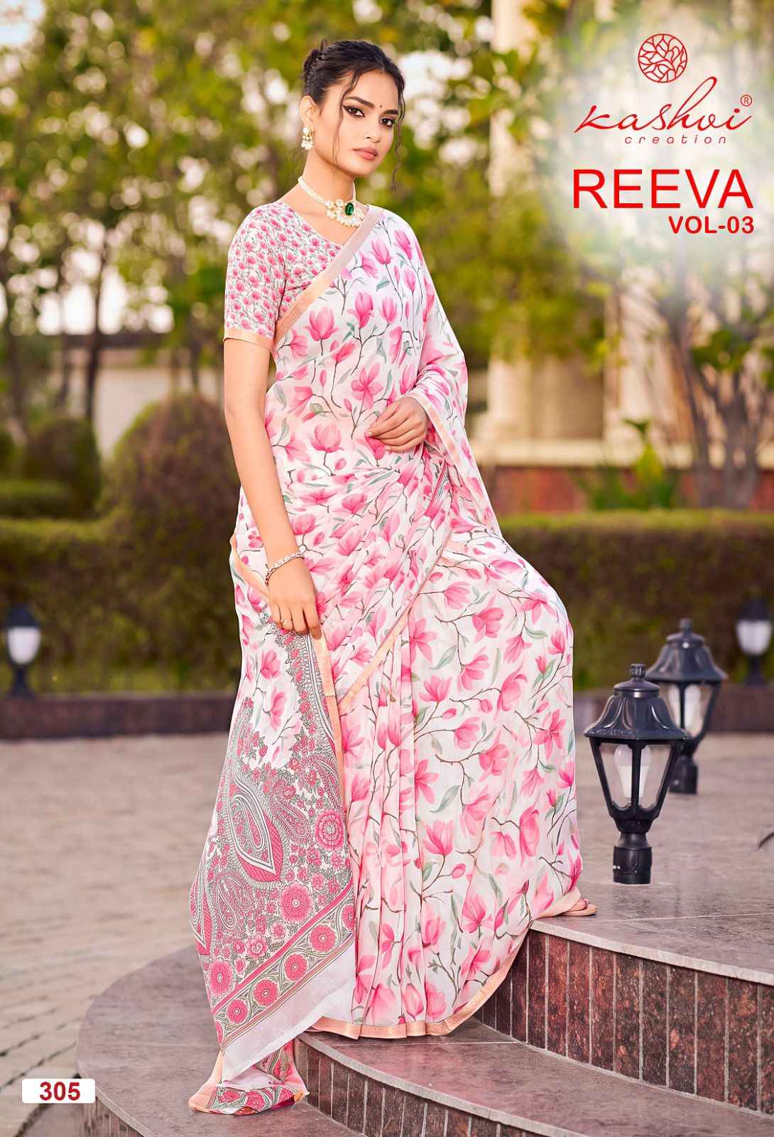 Kashvi Reeva Vol 3 Dull Moss Saree 8 pcs Catalogue