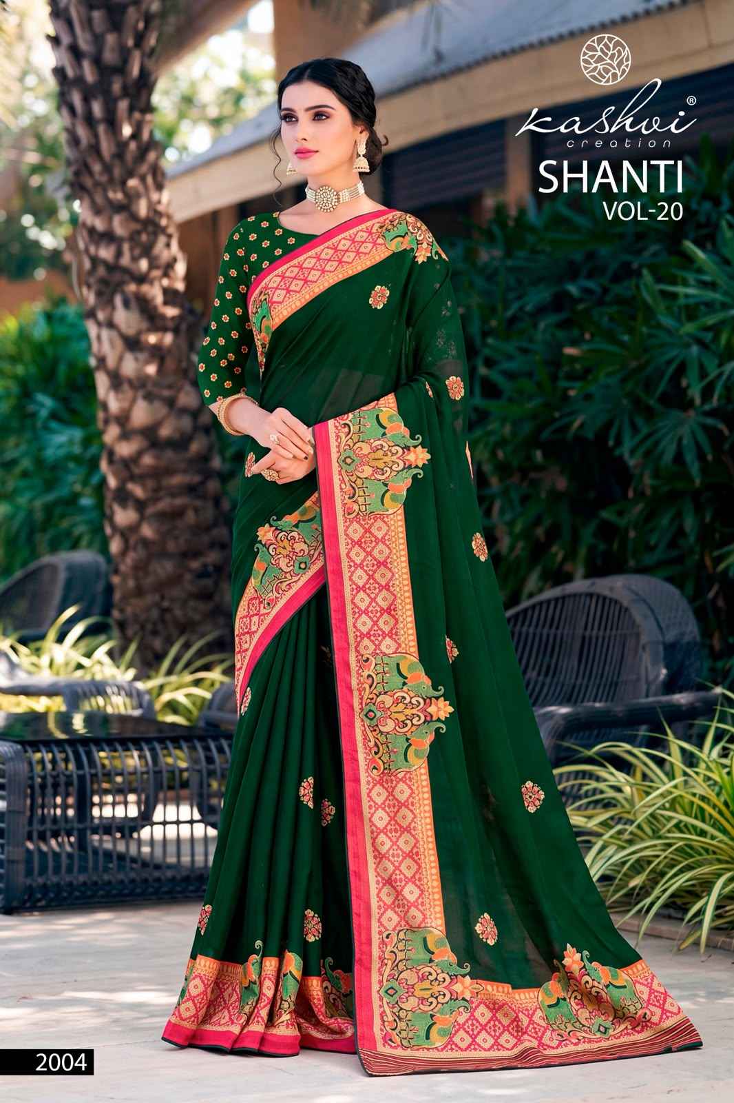 Kashvi Shanti Vol 20 Moss Foil Saree 8 pcs Catalogue
