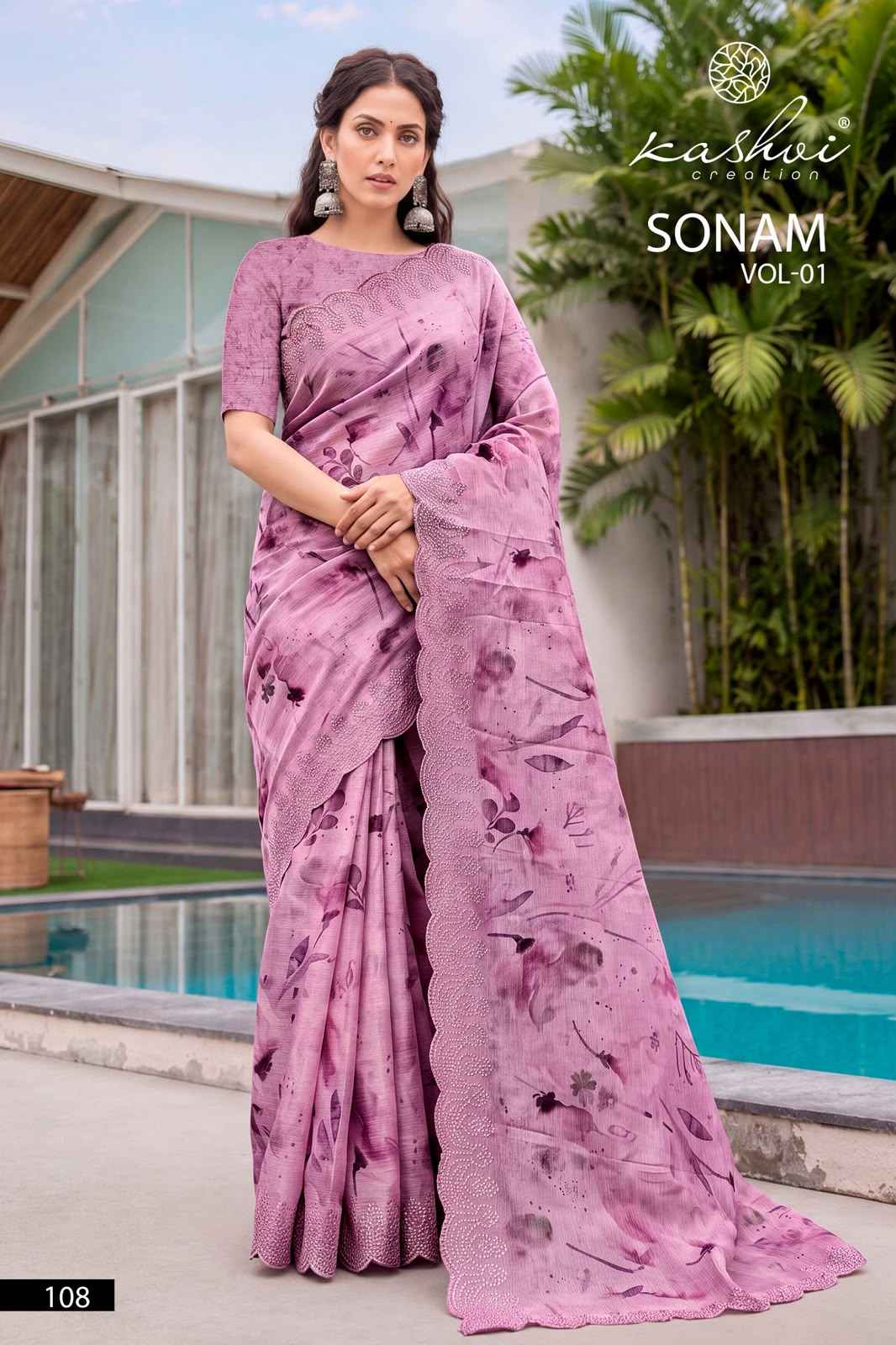 Kashvi Sonam Vol 1 Ice Crush Saree 8 pcs Catalogue