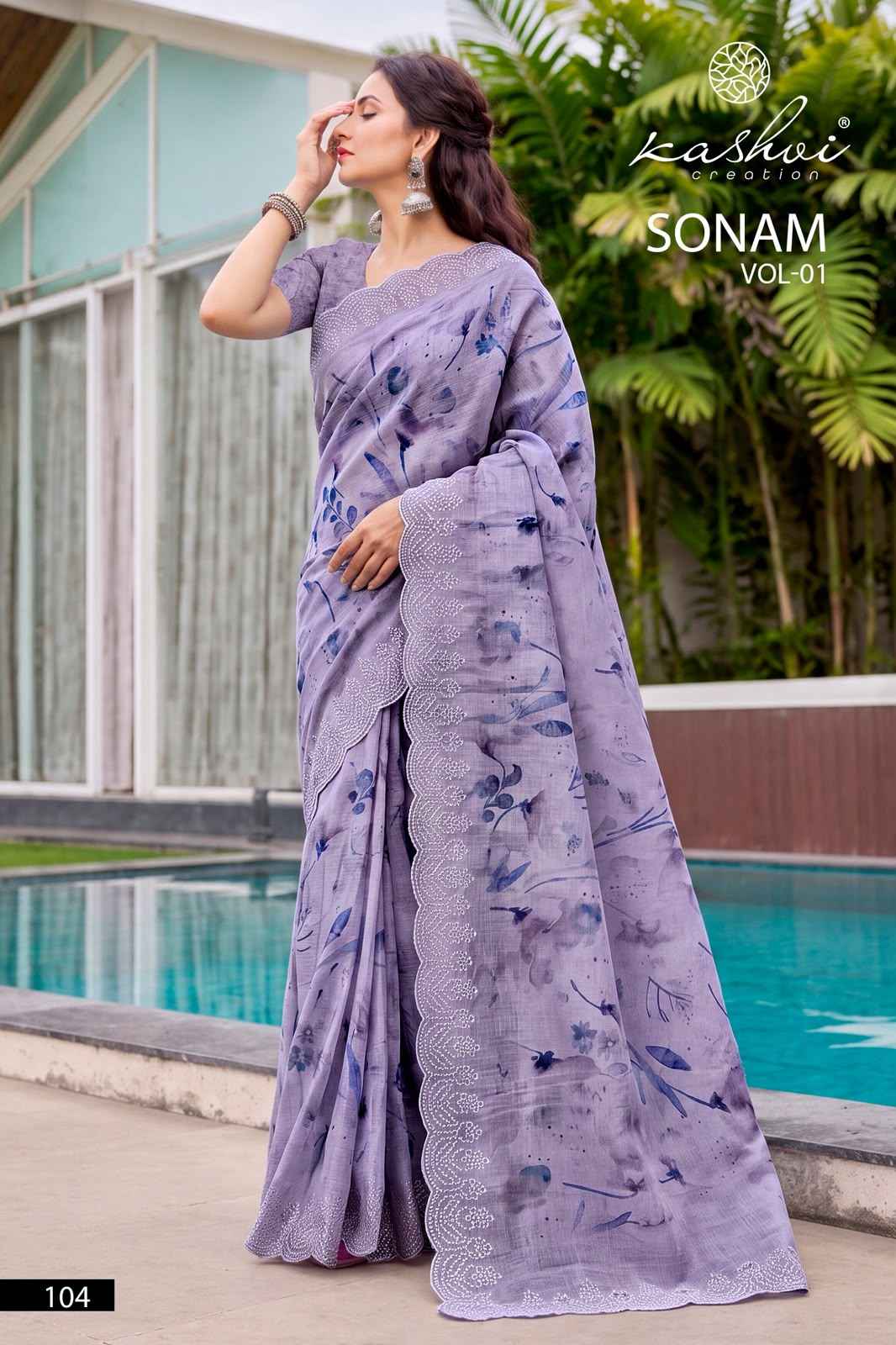 Kashvi Sonam Vol 1 Ice Crush Saree 8 pcs Catalogue