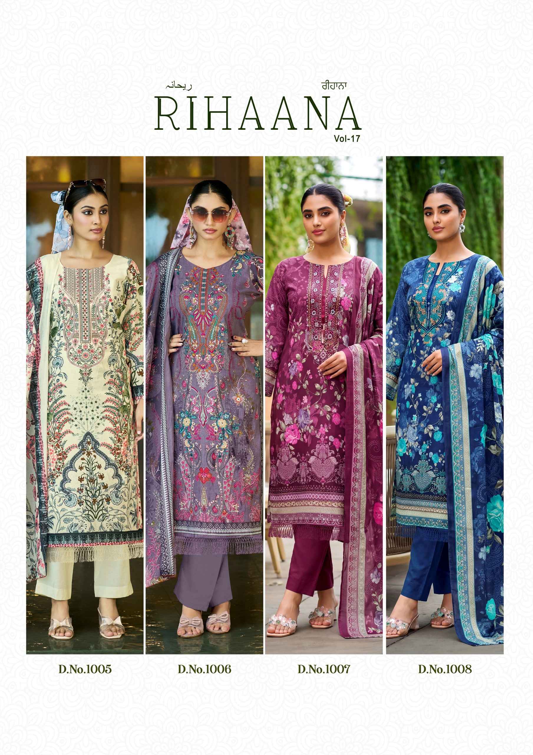 Kavyakala Rihaana Vol 17 Lawn Cotton Dress Material 8 pcs Catalogue