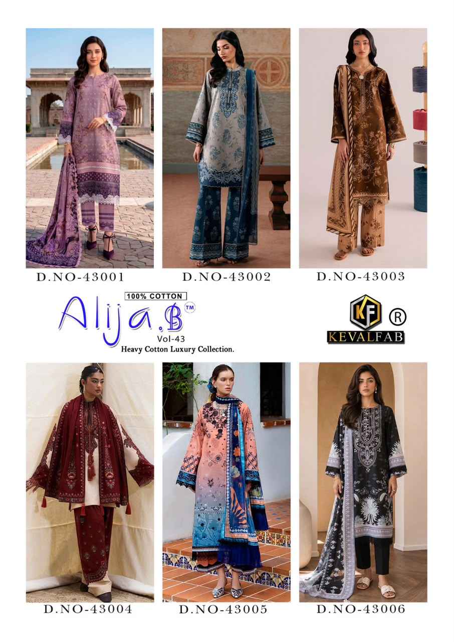 Keval Fab Alija B Vol 43 Cotton Dress Material 6 pcs Catalogue
