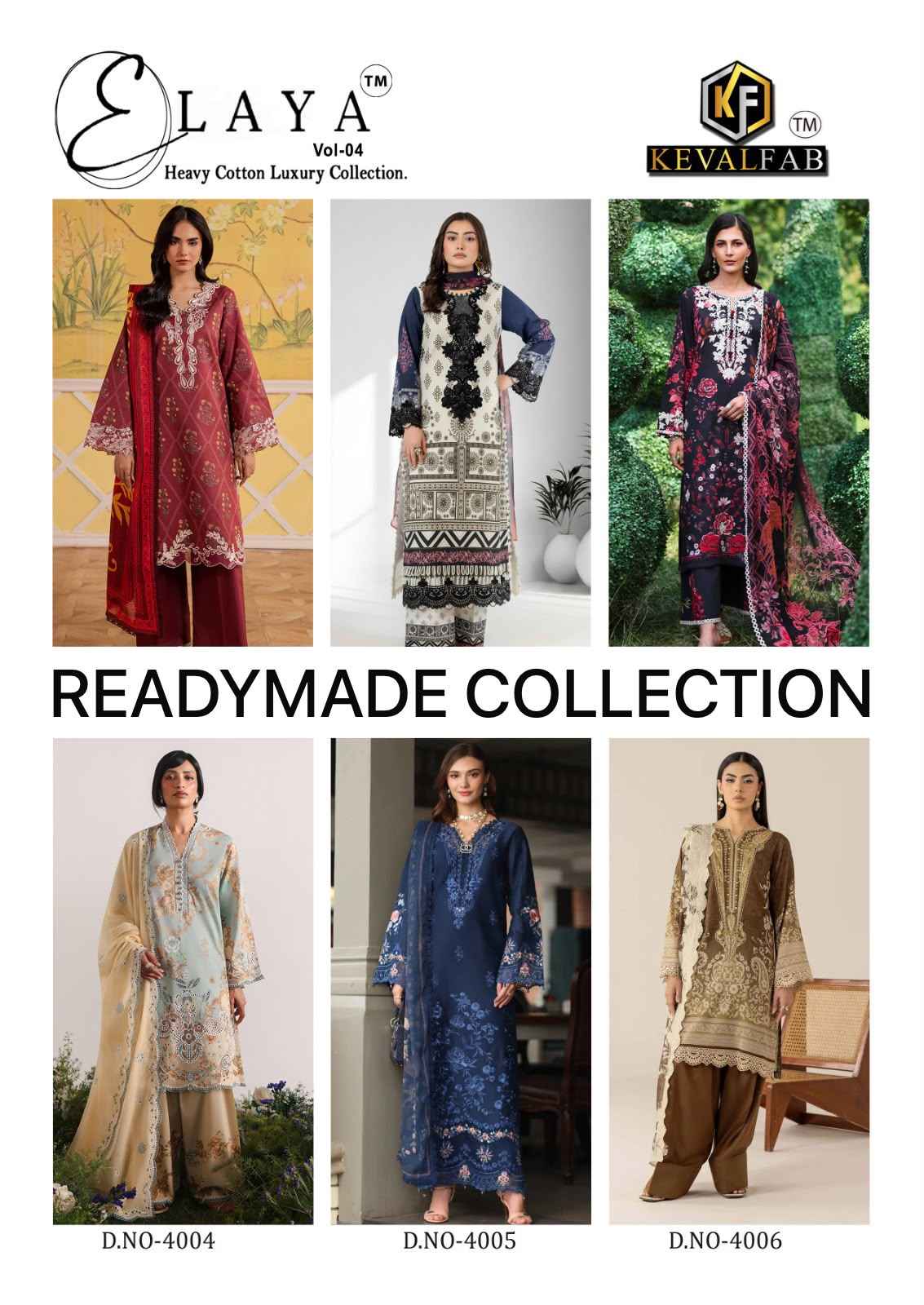 Keval Fab Elaya Vol 4 Readymade Lawn Cotton Dress 6 pcs Catalogue