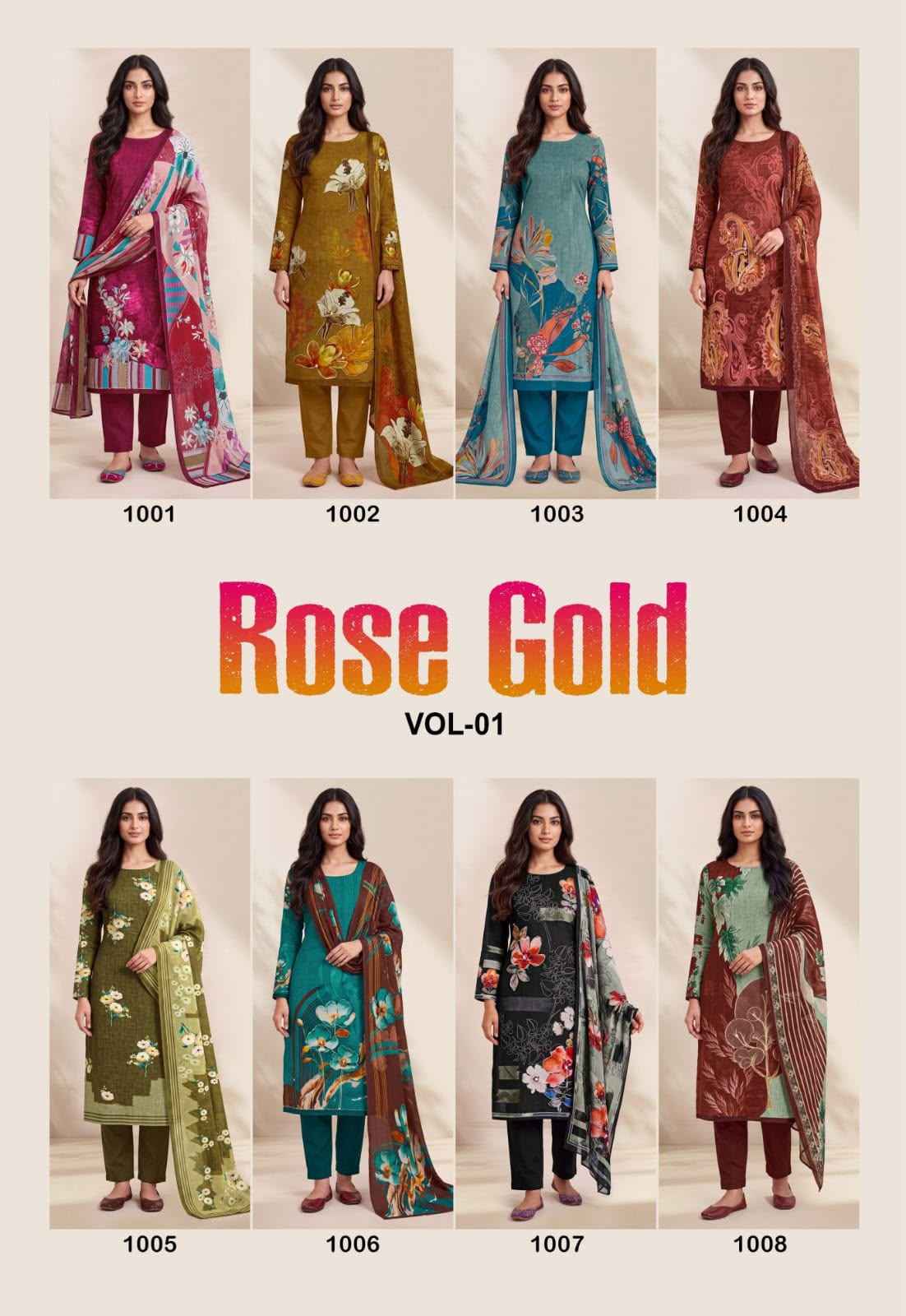 MD Rose Gold Vol 1 Cotton Dress Material 8 pcs Catalogue