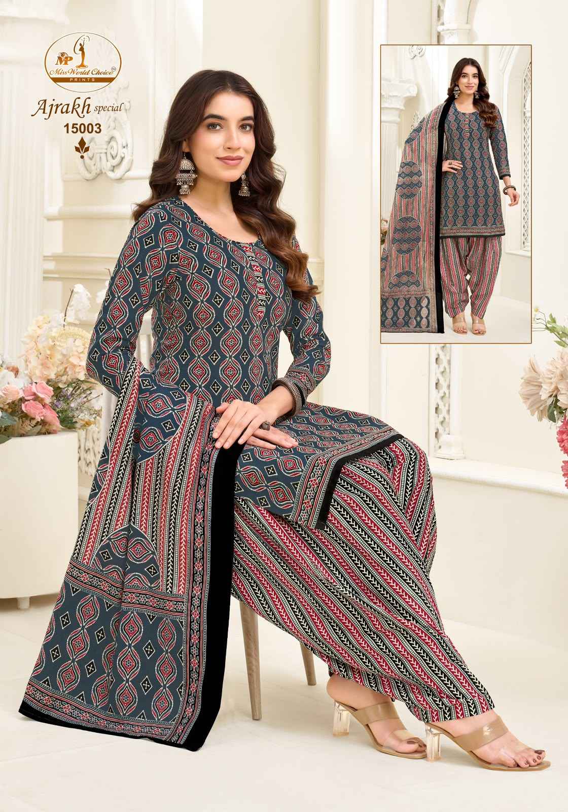 Miss World Choice Ajrakh Special Vol 15 Readymade Cotton Dress 10 pcs Catalogue