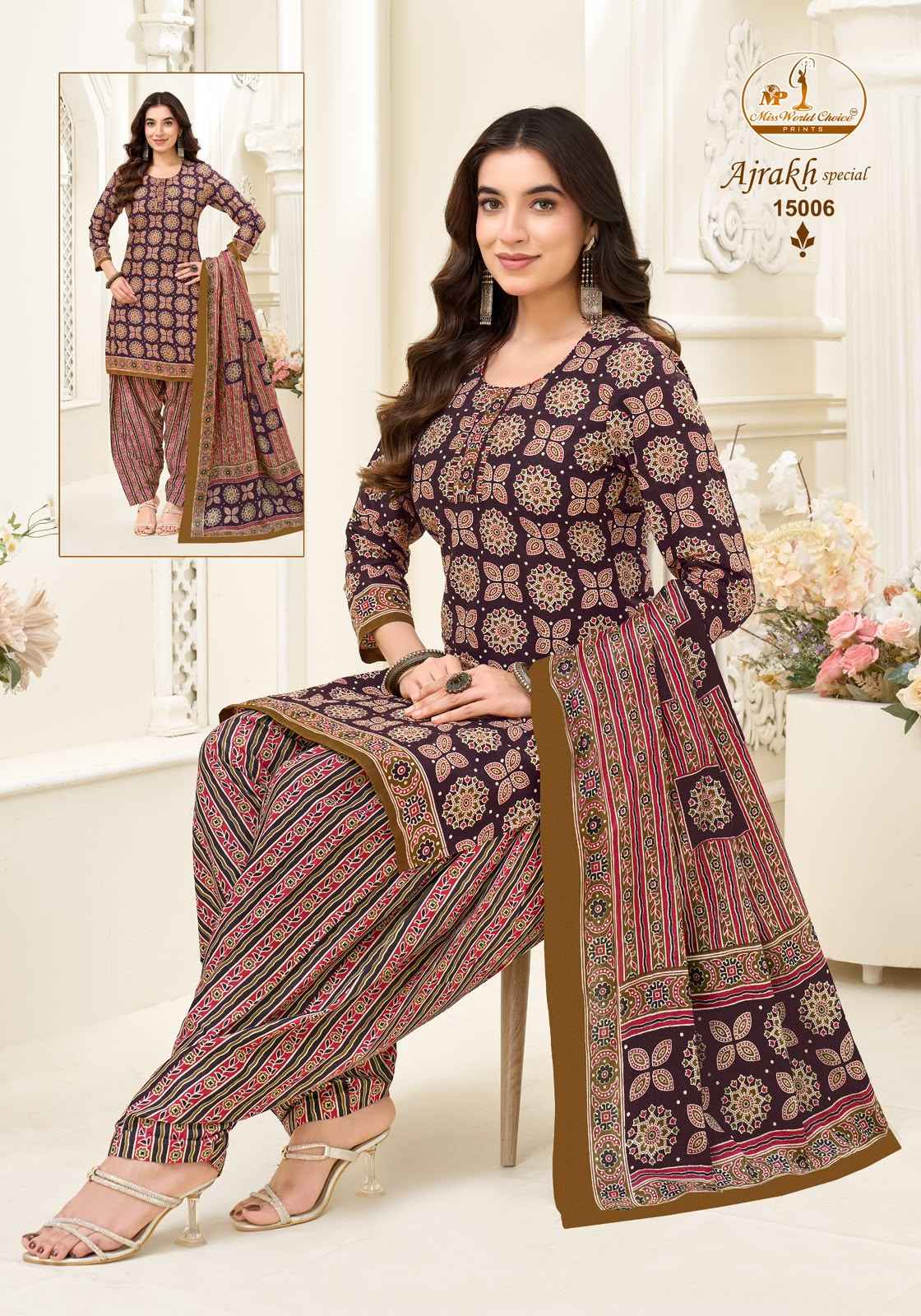 Miss World Choice Ajrakh Special Vol 15 Readymade Cotton Dress 10 pcs Catalogue