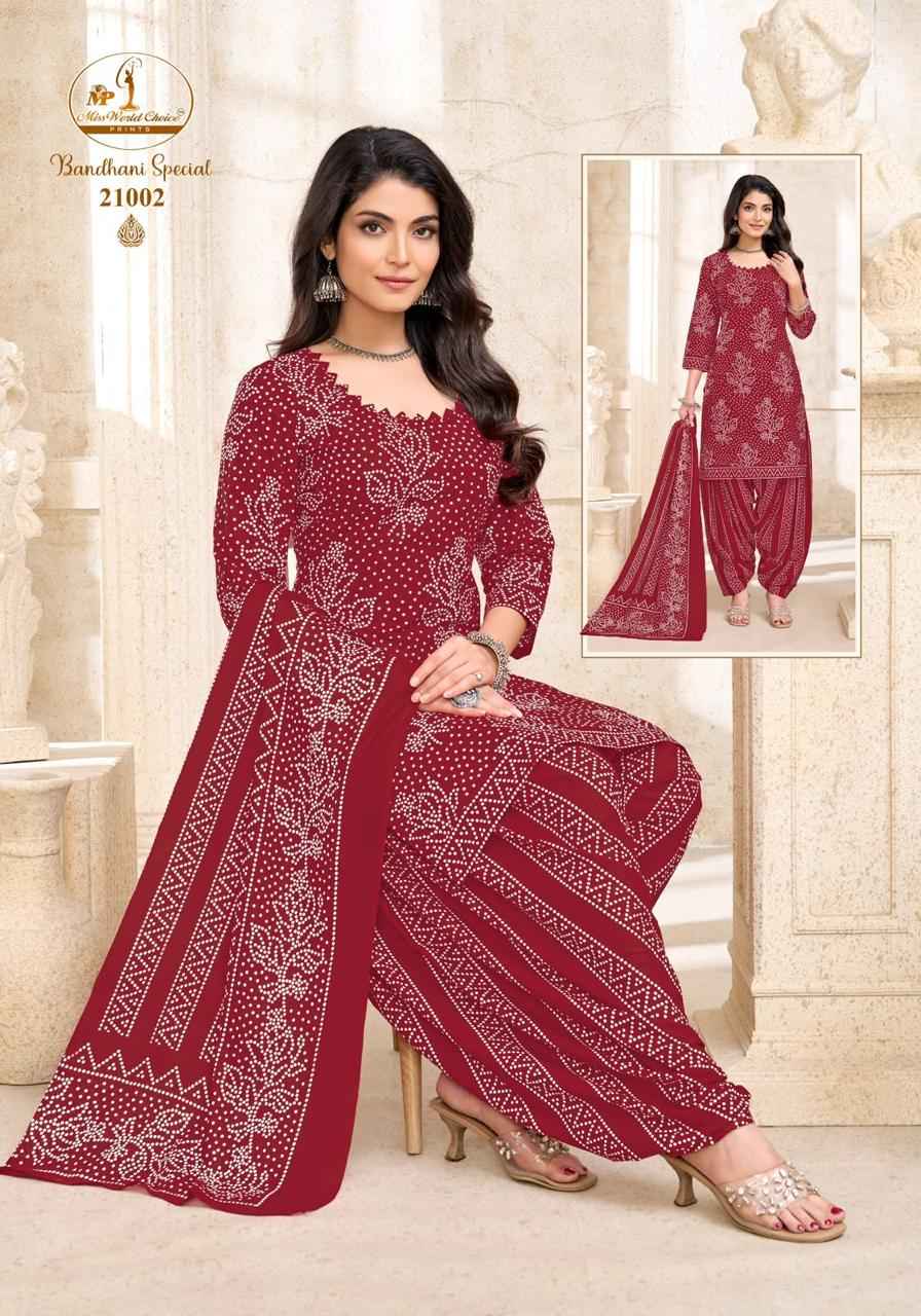 Miss World Choice Bandhni Special Vol 21 Readymade Cotton Dress 10 pcs Catalogue