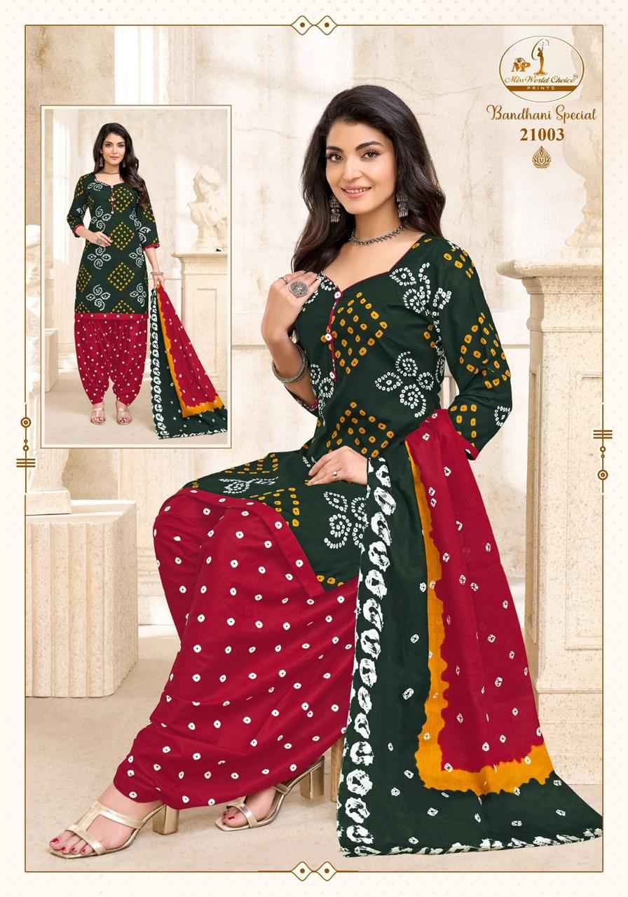 Miss World Choice Bandhni Special Vol 21 Readymade Cotton Dress 10 pcs Catalogue