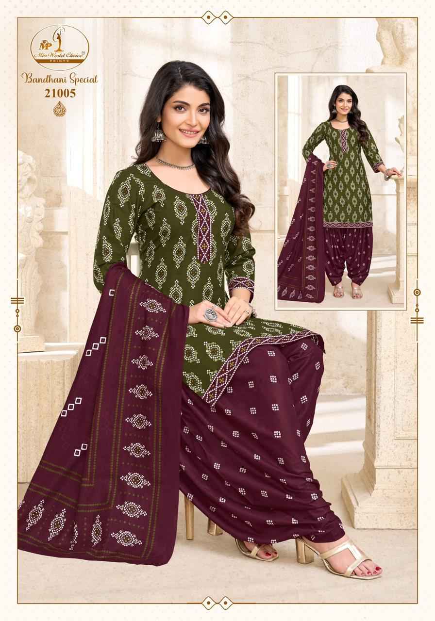 Miss World Choice Bandhni Special Vol 21 Readymade Cotton Dress 10 pcs Catalogue