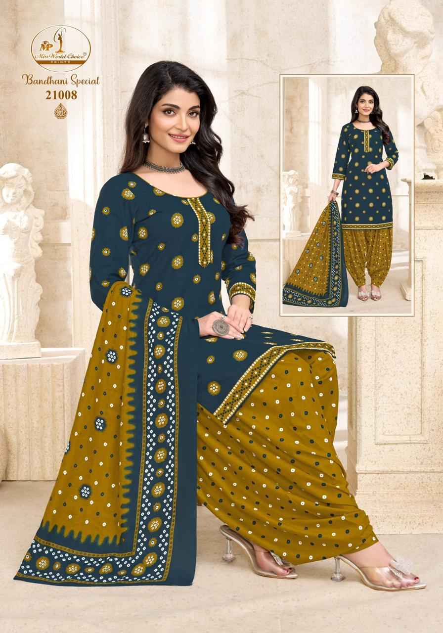 Miss World Choice Bandhni Special Vol 21 Readymade Cotton Dress 10 pcs Catalogue