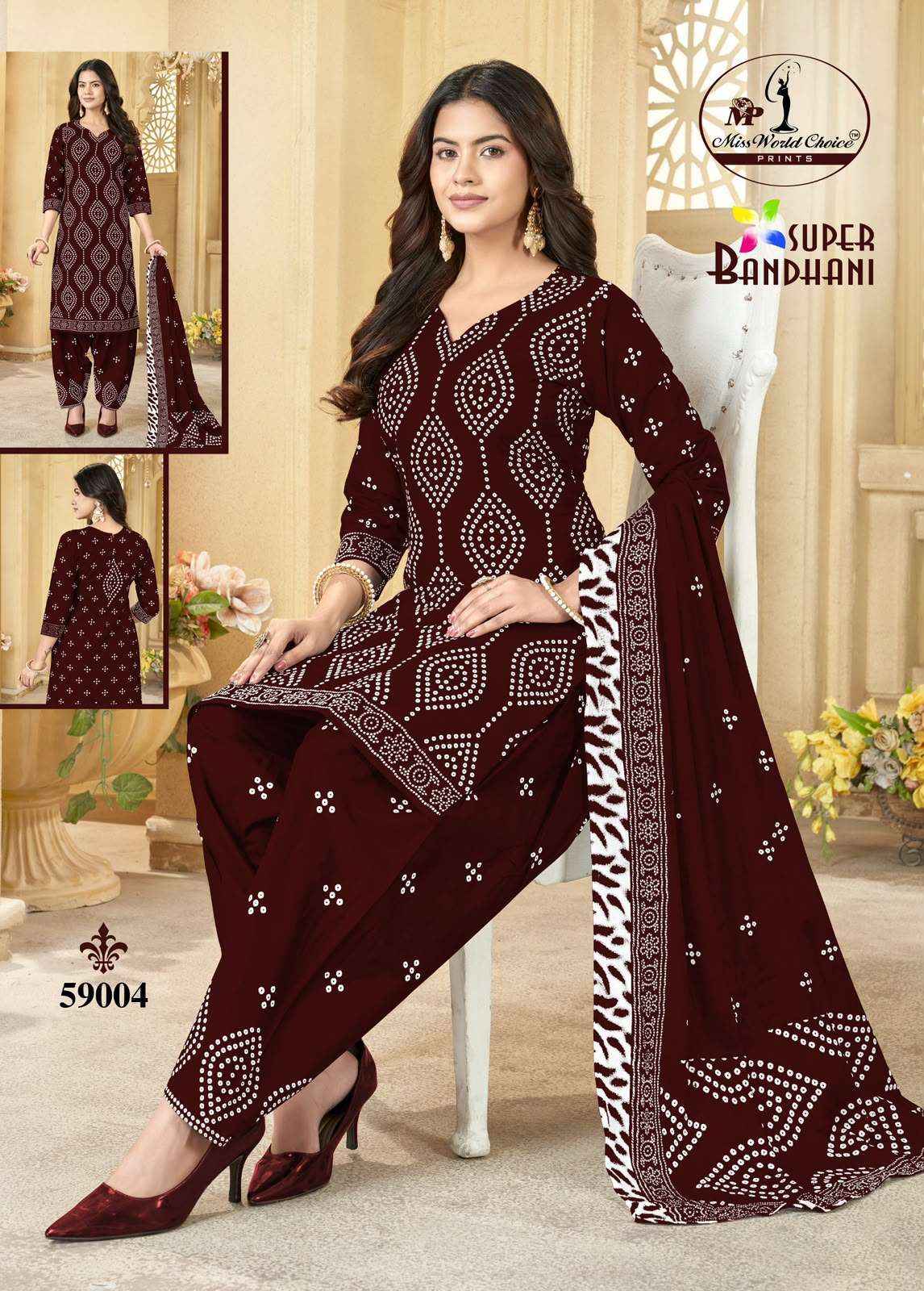 Miss World Choice Super Bandhani Vol 59 Cotton Dress Material 10 pcs Catalogue