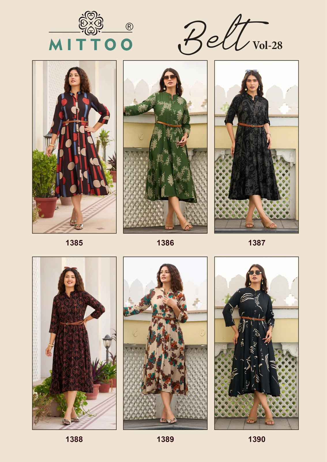 Mittoo Belt Vol 28 Rayon Kurti 6 pcs Catalogue