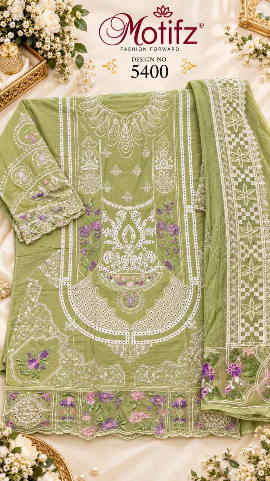Motifz D No 5400 Camric Cotton Dress Material 4 pcs Catalogue