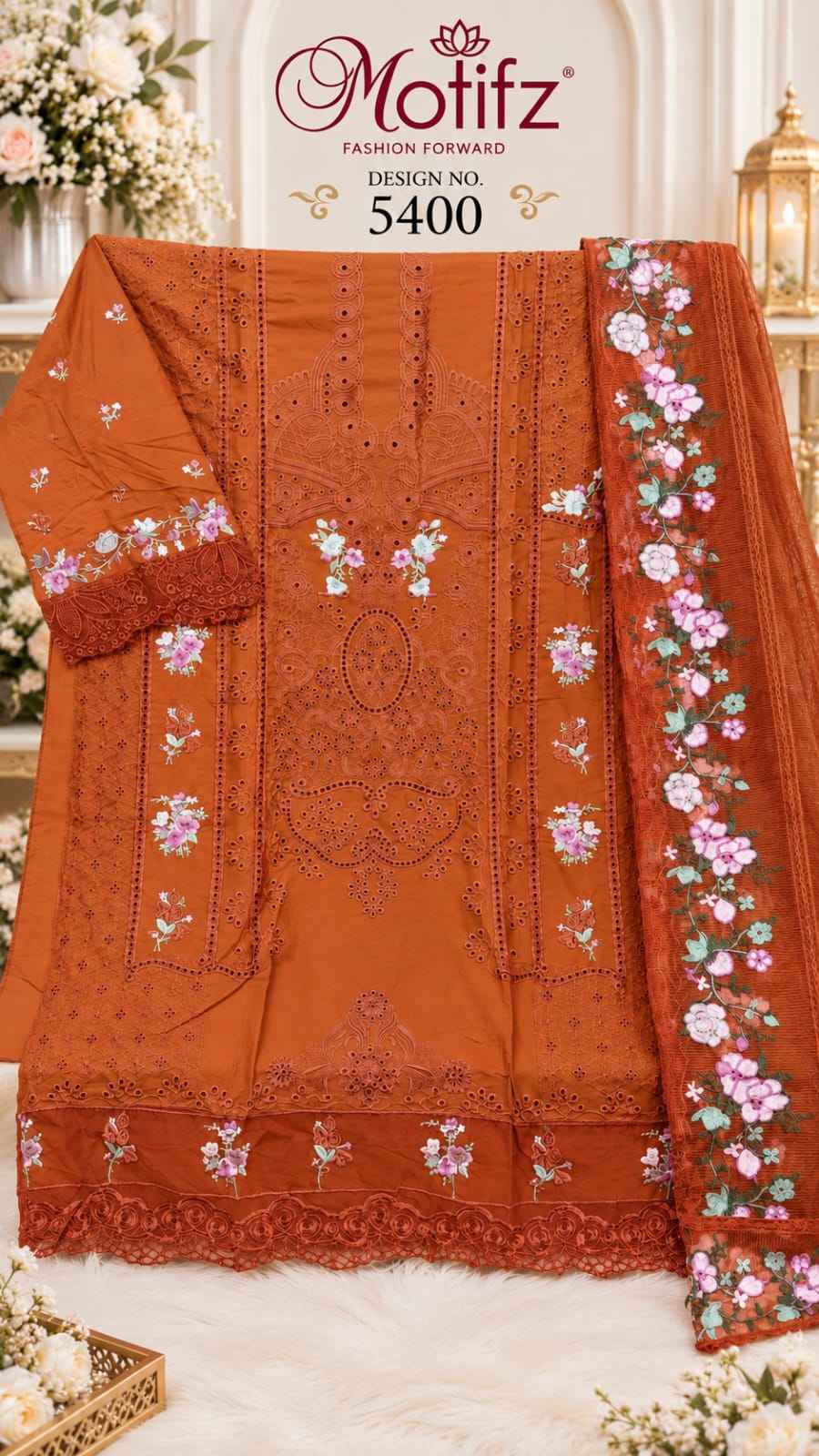 Motifz D No 5400 Camric Cotton Dress Material 4 pcs Catalogue