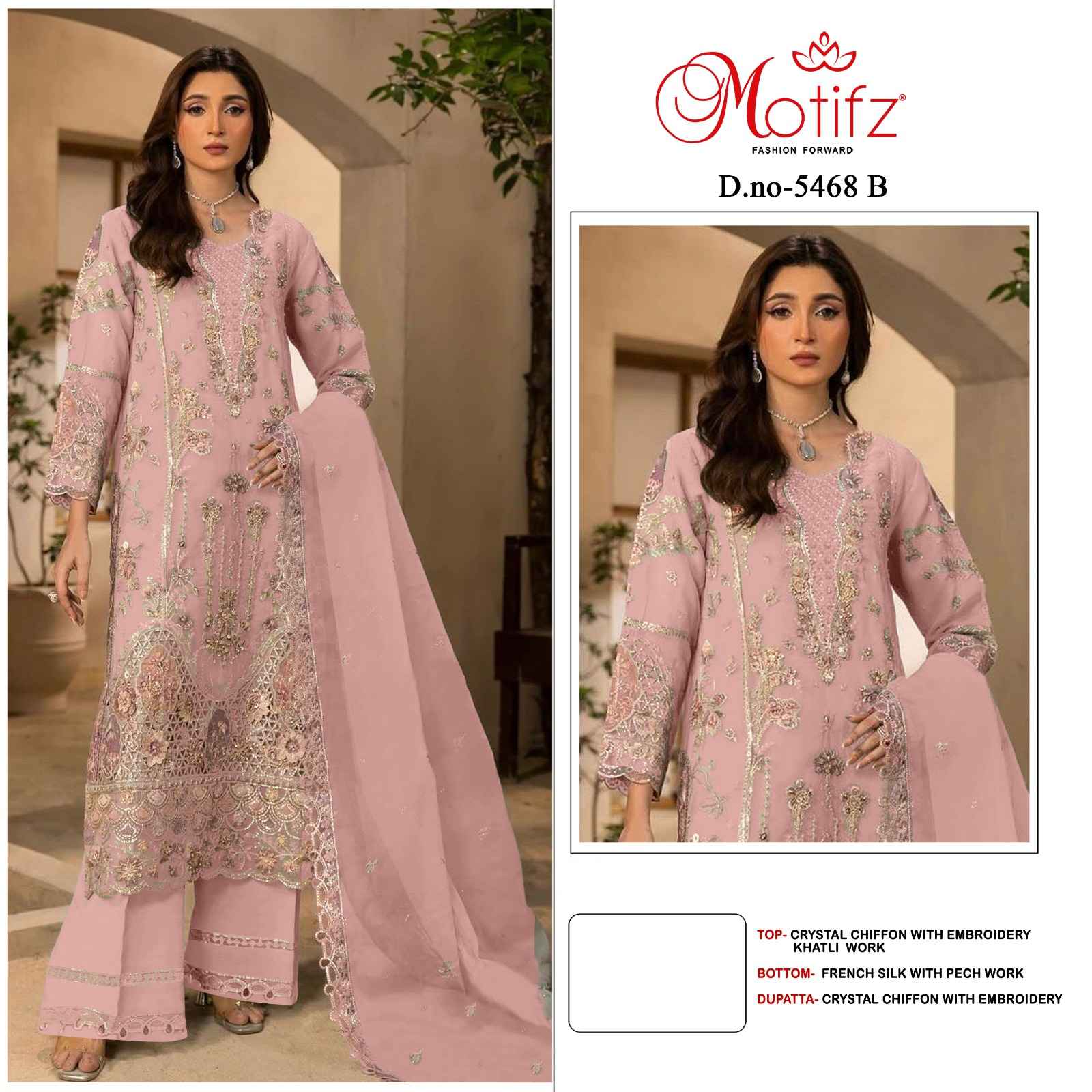 Motifz D No 5468 Cristal Chiffon Dress Material 4 pcs Catalogue