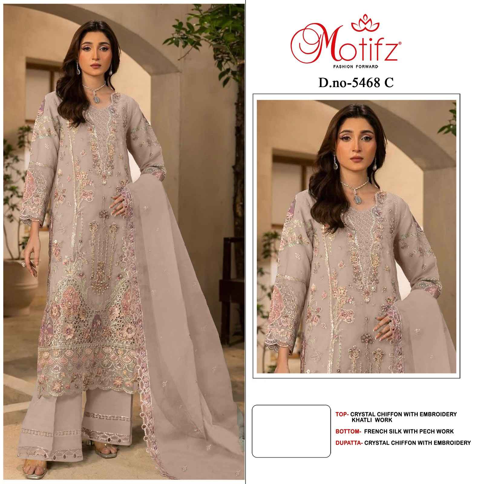 Motifz D No 5468 Cristal Chiffon Dress Material 4 pcs Catalogue