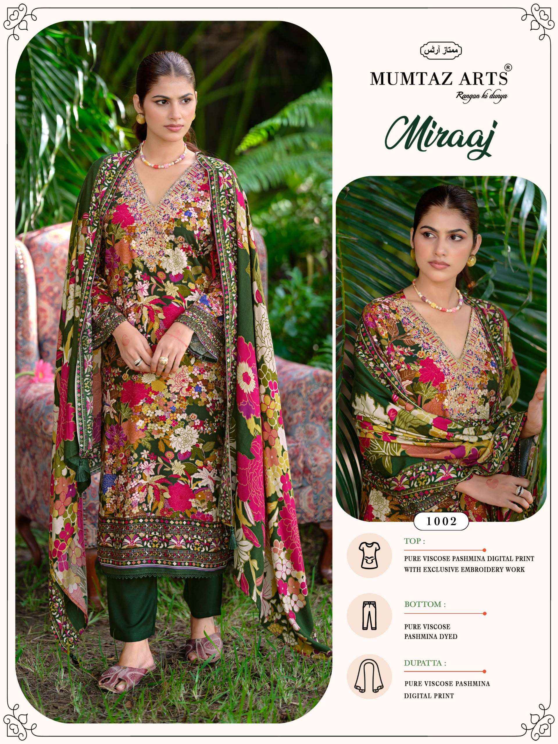 Mumtaz Arts Miraaj Viscose Pashmina Dress Material 4 pcs Catalogue
