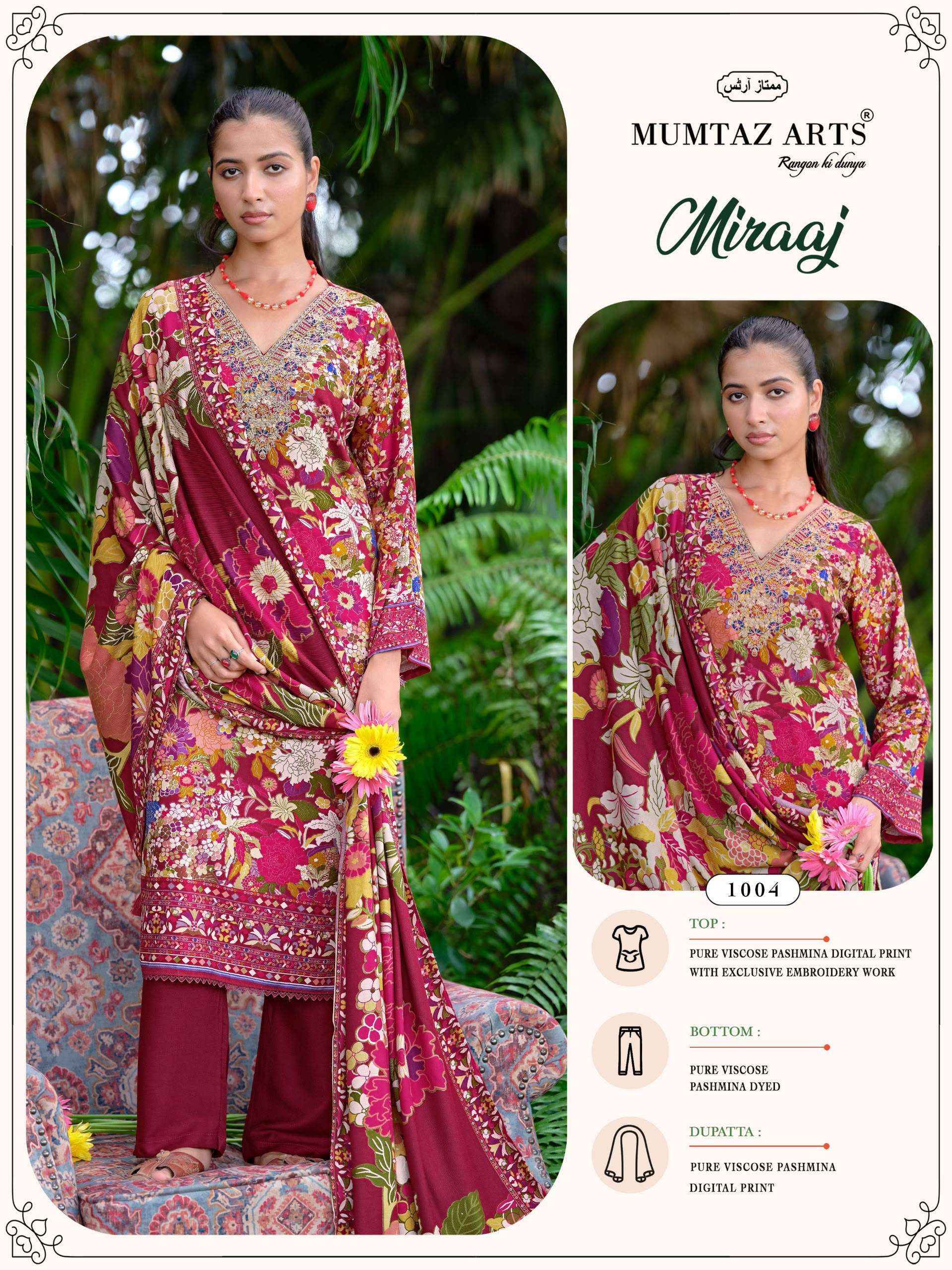 Mumtaz Arts Miraaj Viscose Pashmina Dress Material 4 pcs Catalogue
